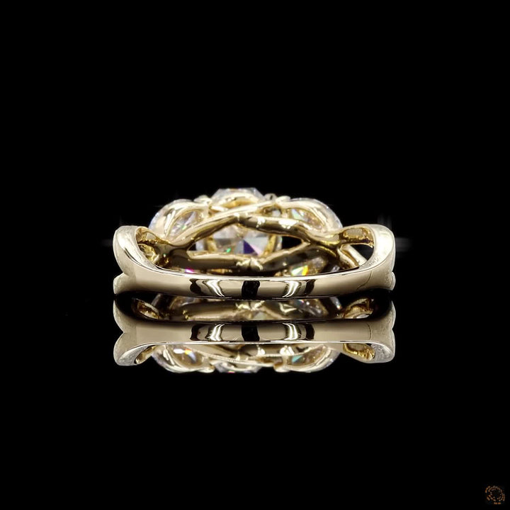 Cushion & Pear Diamond Floral Cluster Ring in 9K, 14K & 18K Gold