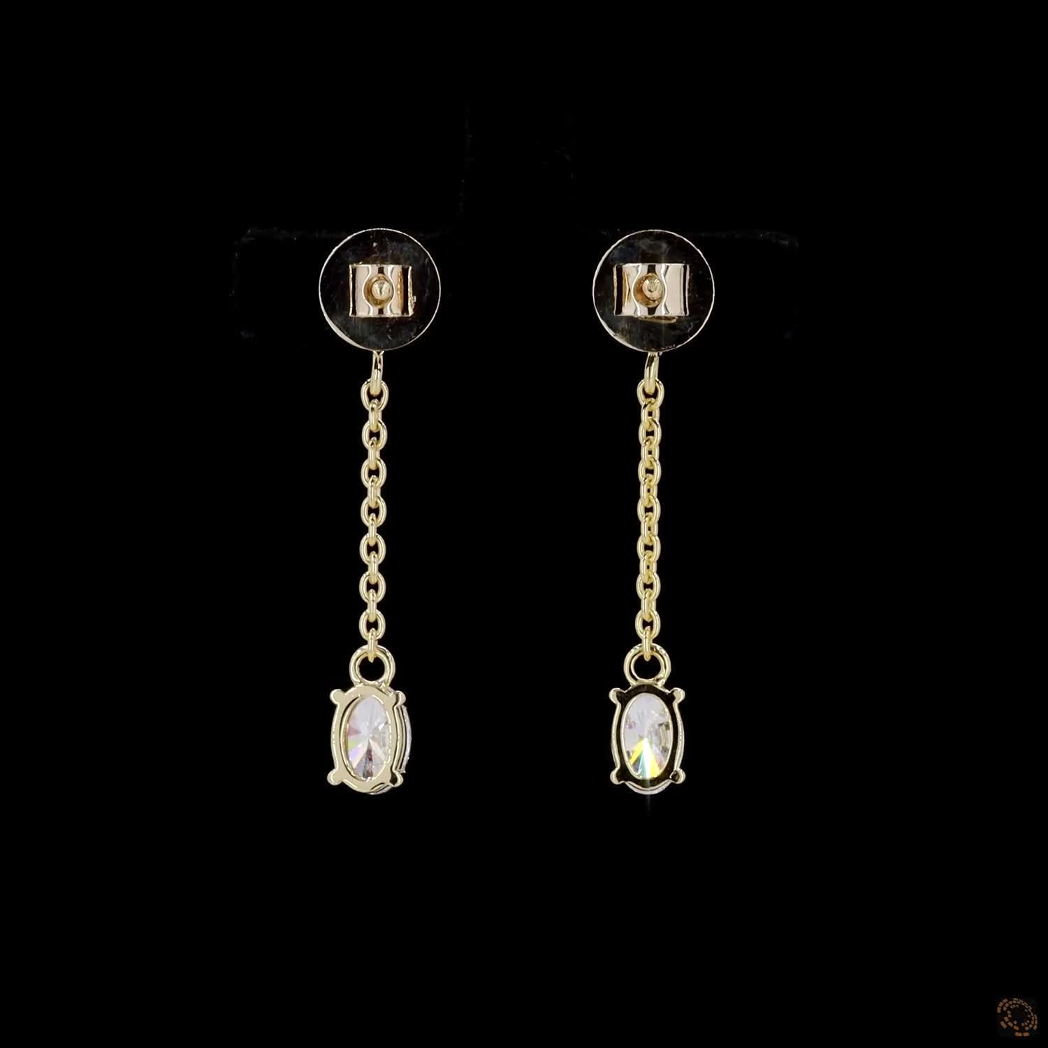 Heart & Oval Diamond Drop Earrings in 9K, 14K & 18K Gold