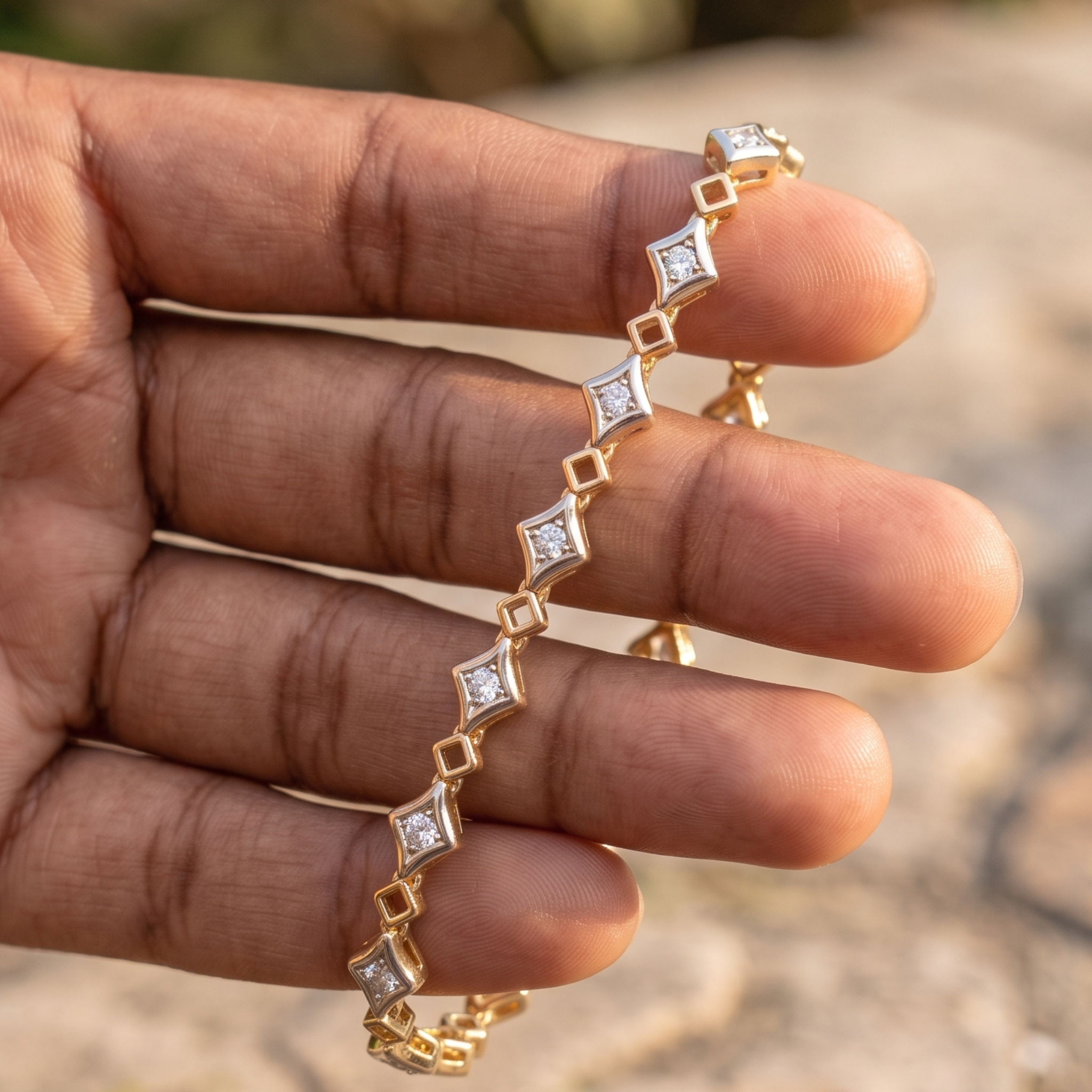 2.40 CTW Princess-Cut Lab-Grown Diamond Geometric Bracelet in 14K & 18K Gold