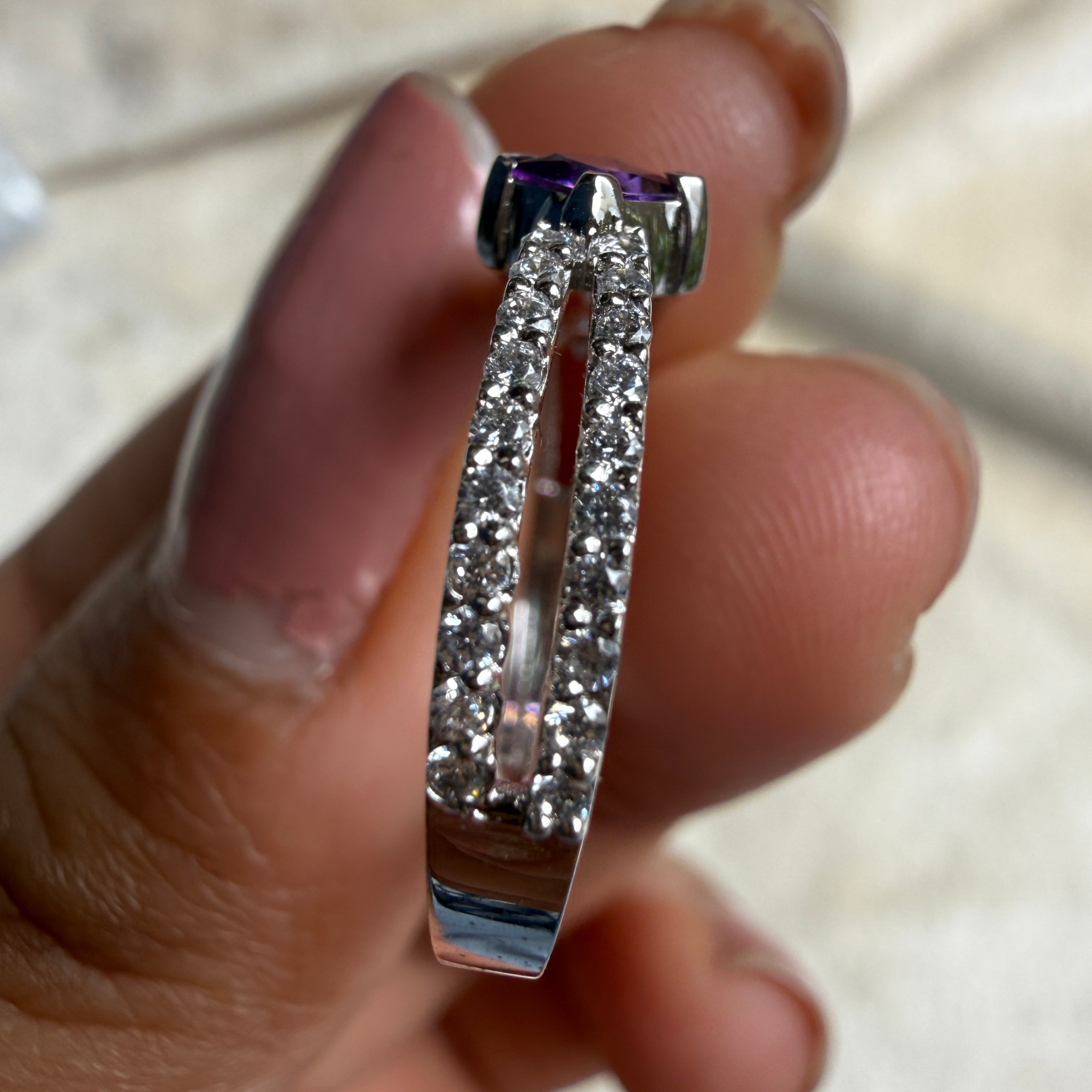 Blue princess-cut gemstone and lab-grown diamond ring by Kiashaa Jewellery.
