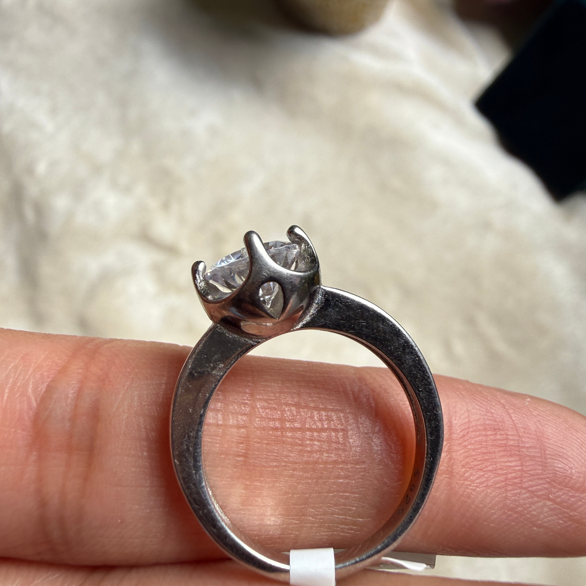 Round lab-grown diamond solitaire ring in white gold by Kiashaa Jewellery.