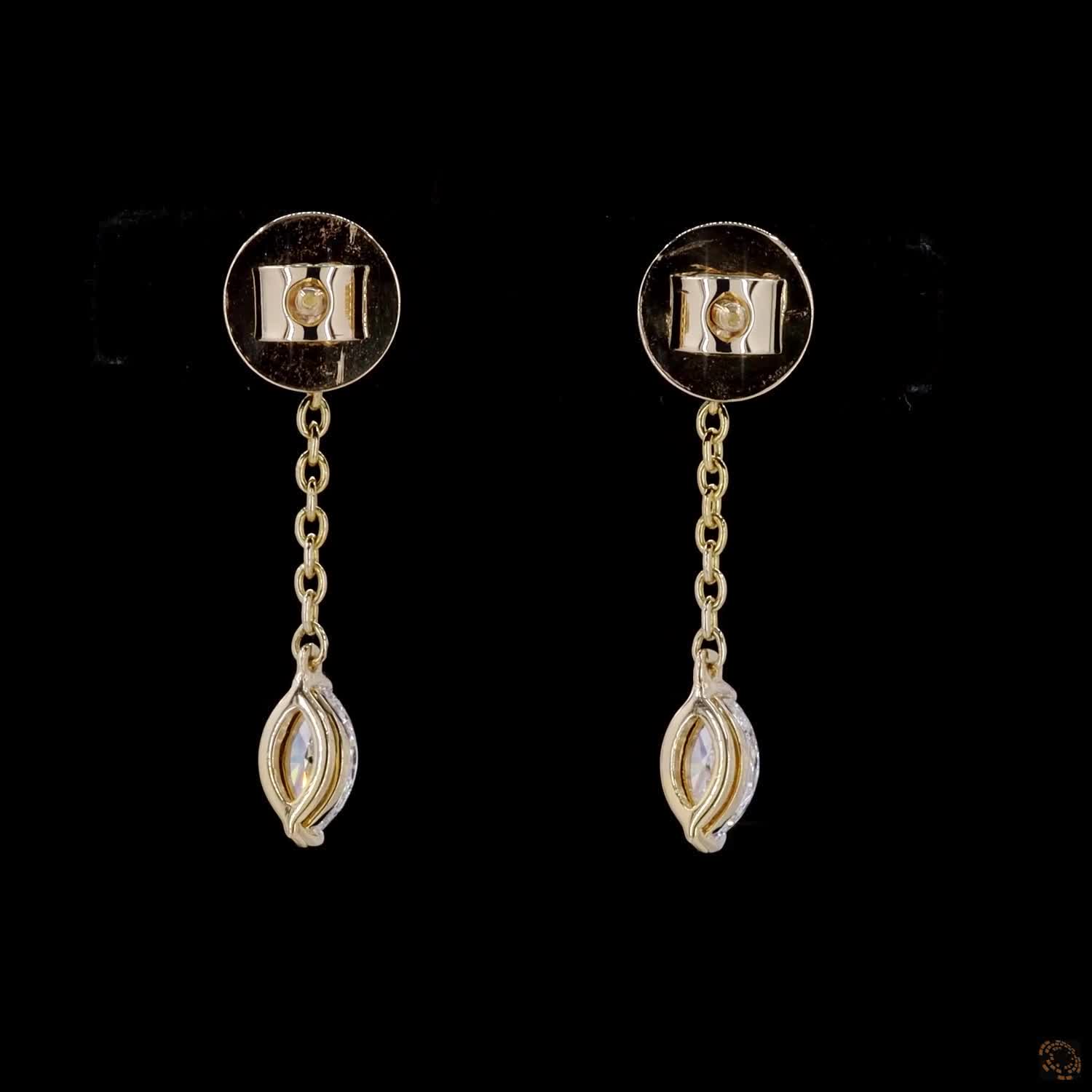 Pear Heart & Marquise Diamond Drop Earrings in 9K, 14K & 18K Gold