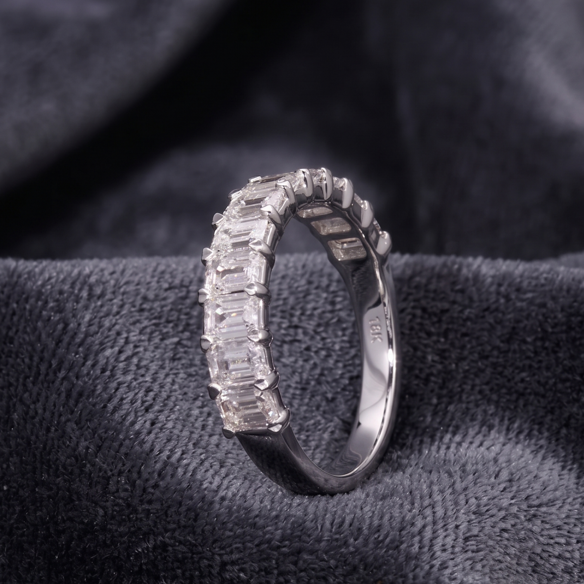 Luxury emerald cut diamond stacking and wedding band