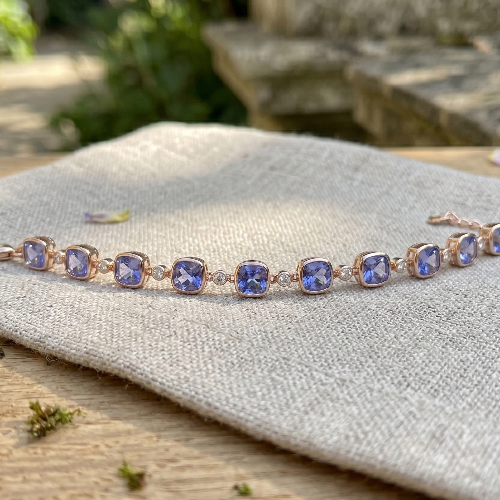 4.86 CTW Blue Sapphire & Lab-Grown Diamond Tennis Bracelet