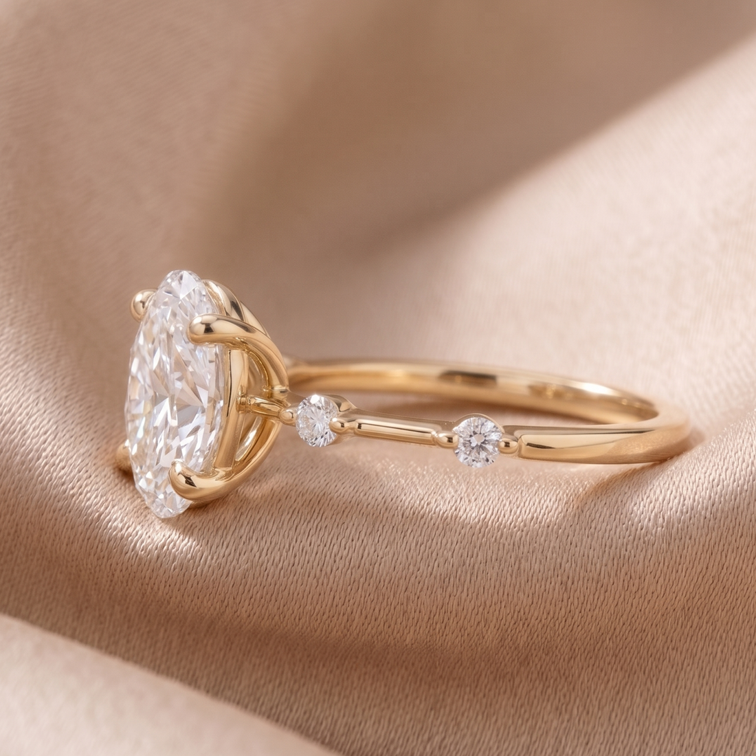 Oval engagement ring available in yellow white and rose gold