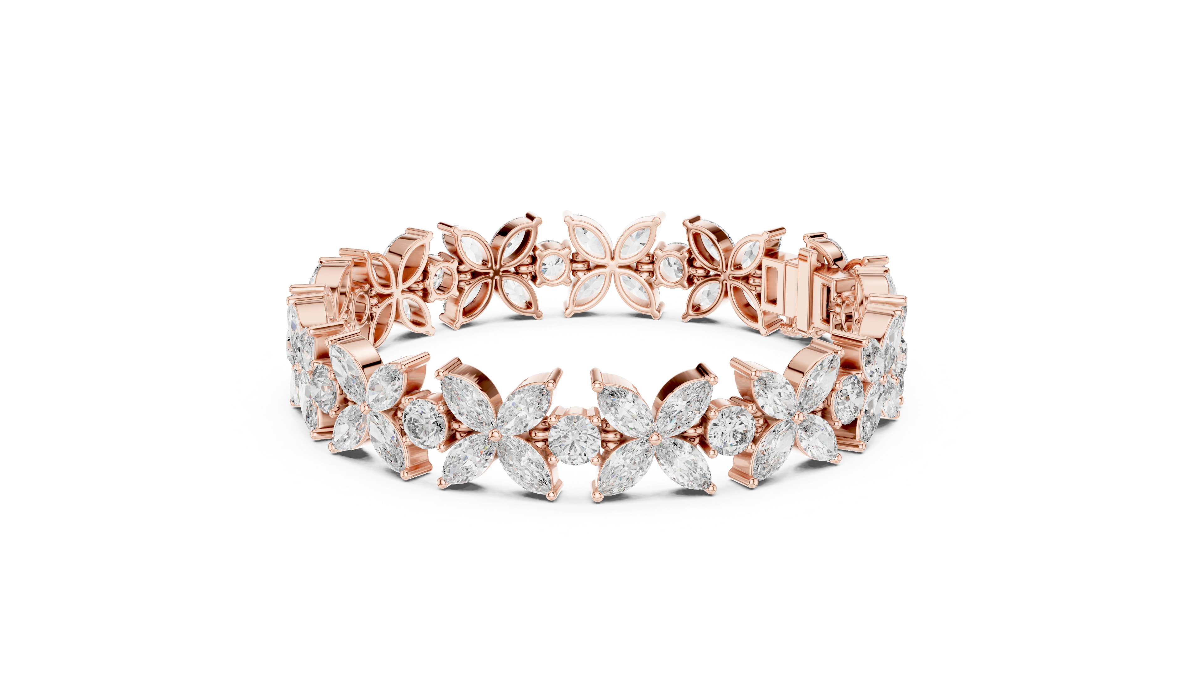 Floral Lab-Grown Diamond Bracelet in 14K/18K Gold – Kiashaa Jewellery