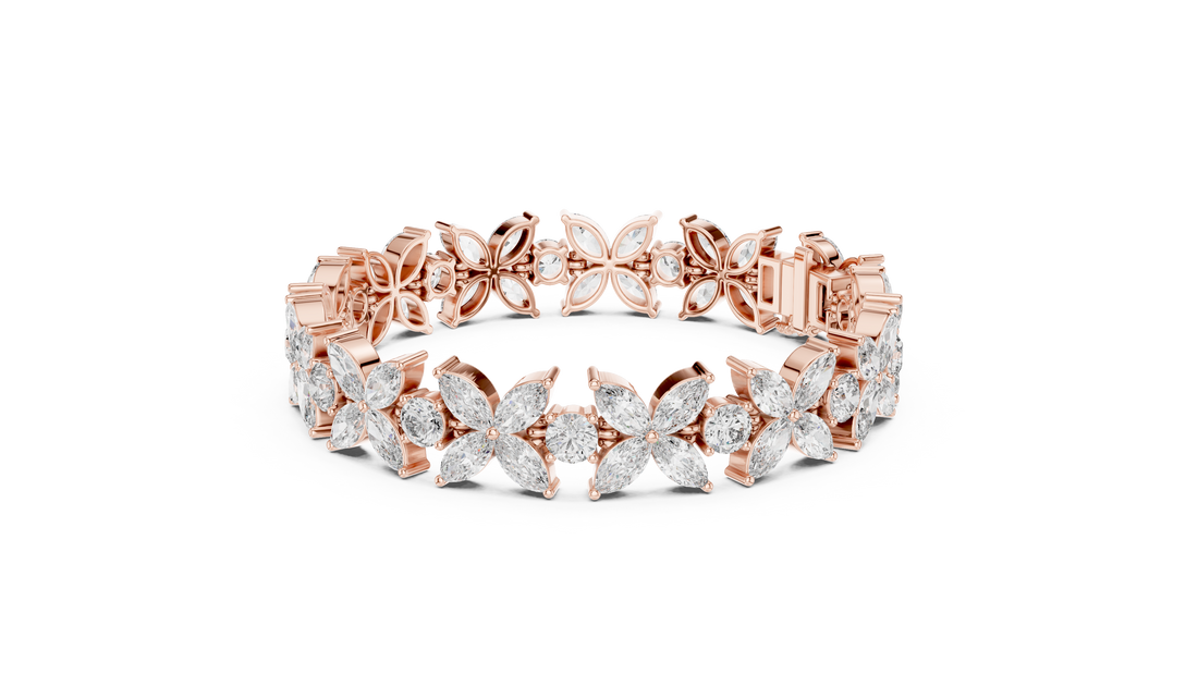 Floral Lab-Grown Diamond Bracelet in 14K/18K Gold – Kiashaa Jewellery