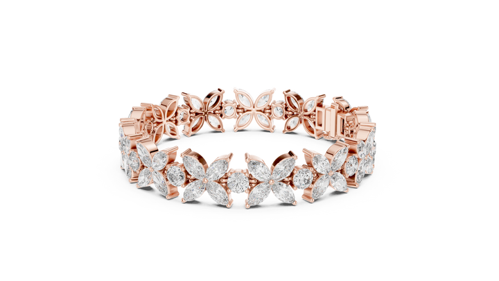 Floral Lab-Grown Diamond Bracelet in 14K/18K Gold – Kiashaa Jewellery