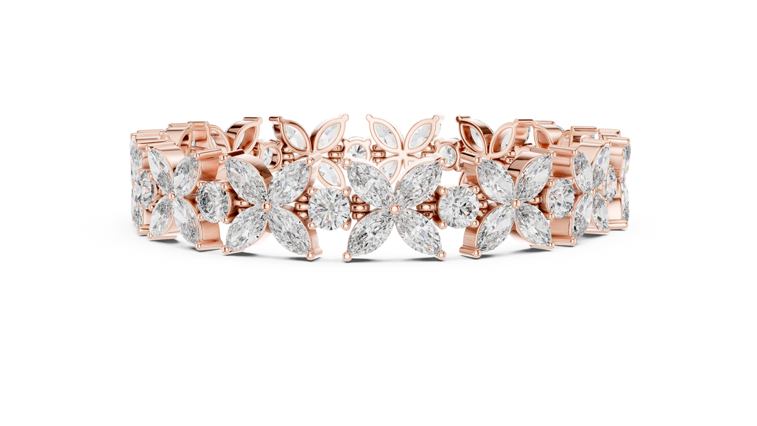 Floral Lab-Grown Diamond Bracelet in 14K/18K Gold – Kiashaa Jewellery