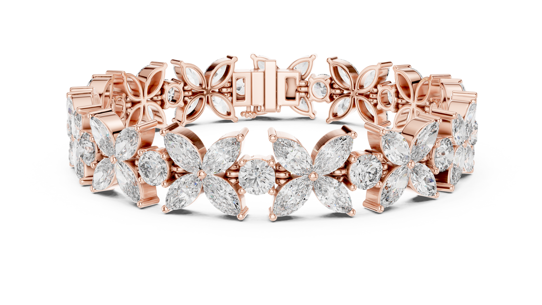 Floral Lab-Grown Diamond Bracelet in 14K/18K Gold – Kiashaa Jewellery