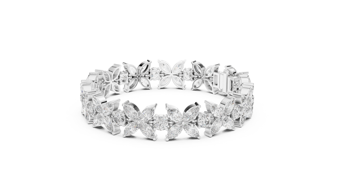Floral Lab-Grown Diamond Bracelet in 14K/18K Gold – Kiashaa Jewellery