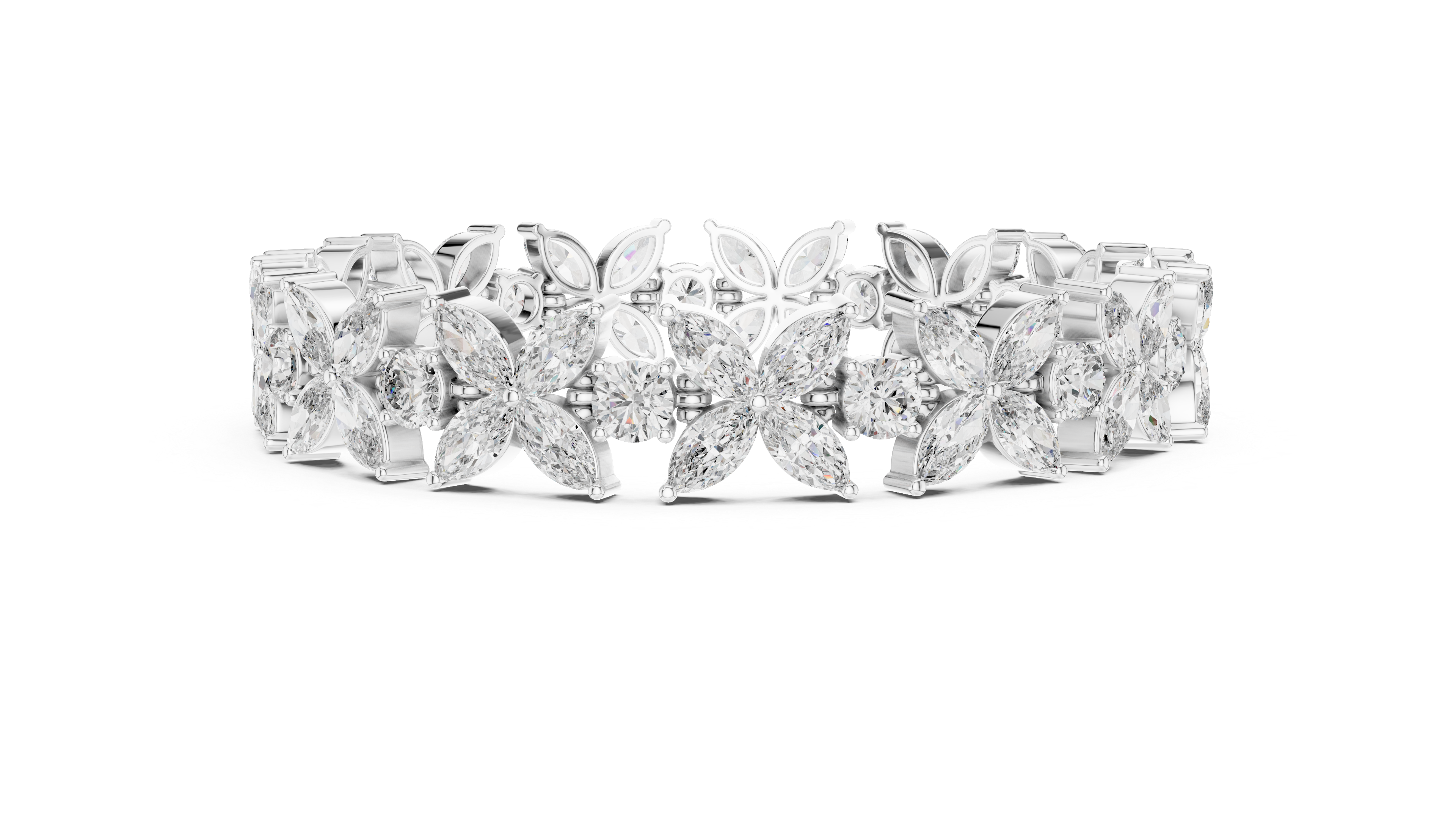 Floral Lab-Grown Diamond Bracelet in 14K/18K Gold – Kiashaa Jewellery
