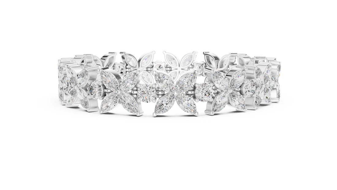 Floral Lab-Grown Diamond Bracelet in 14K/18K Gold – Kiashaa Jewellery