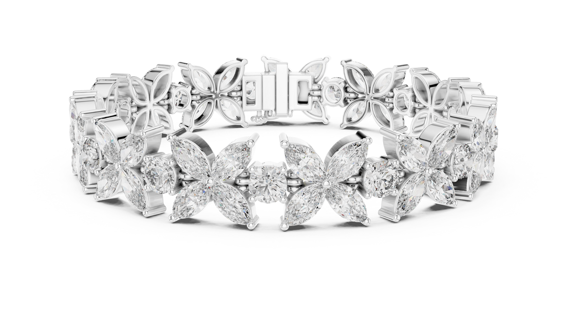 Floral Lab-Grown Diamond Bracelet in 14K/18K Gold – Kiashaa Jewellery