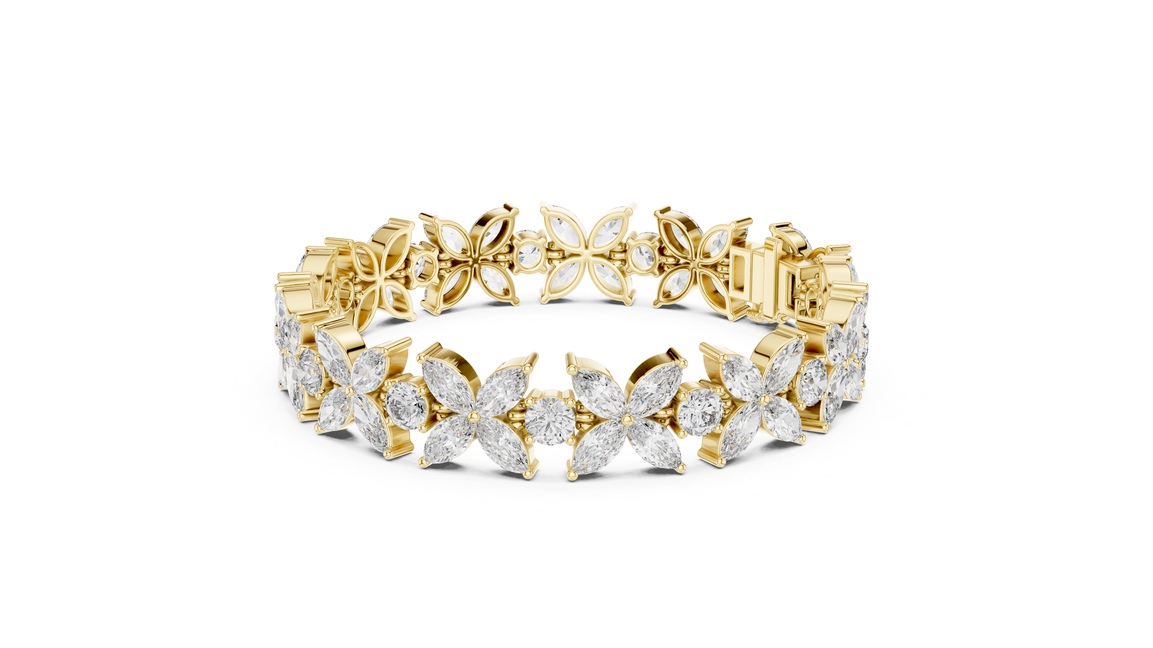 Floral Lab-Grown Diamond Bracelet in 14K/18K Gold – Kiashaa Jewellery