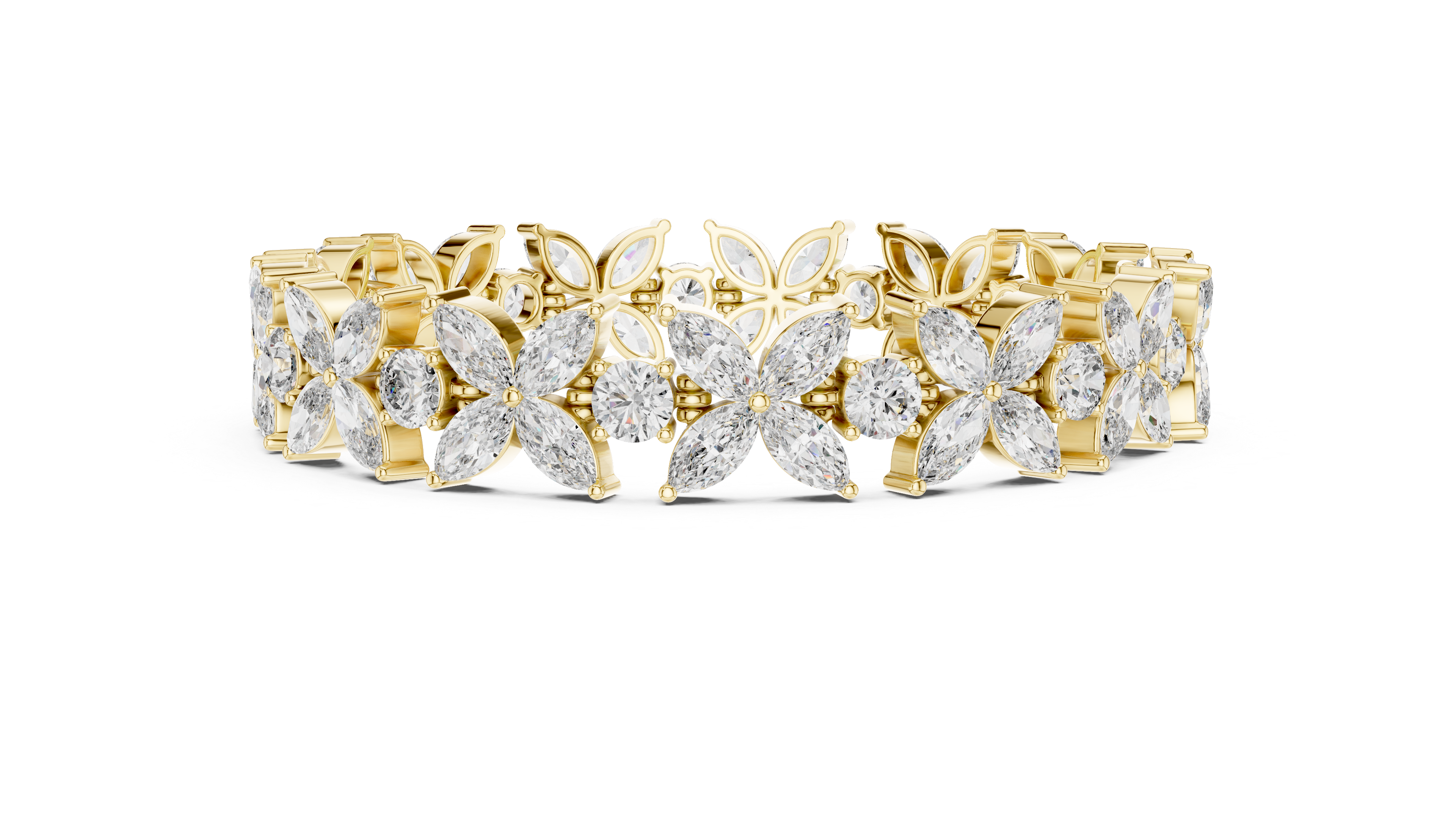 Floral Lab-Grown Diamond Bracelet in 14K/18K Gold – Kiashaa Jewellery