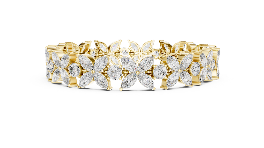 Floral Lab-Grown Diamond Bracelet in 14K/18K Gold – Kiashaa Jewellery