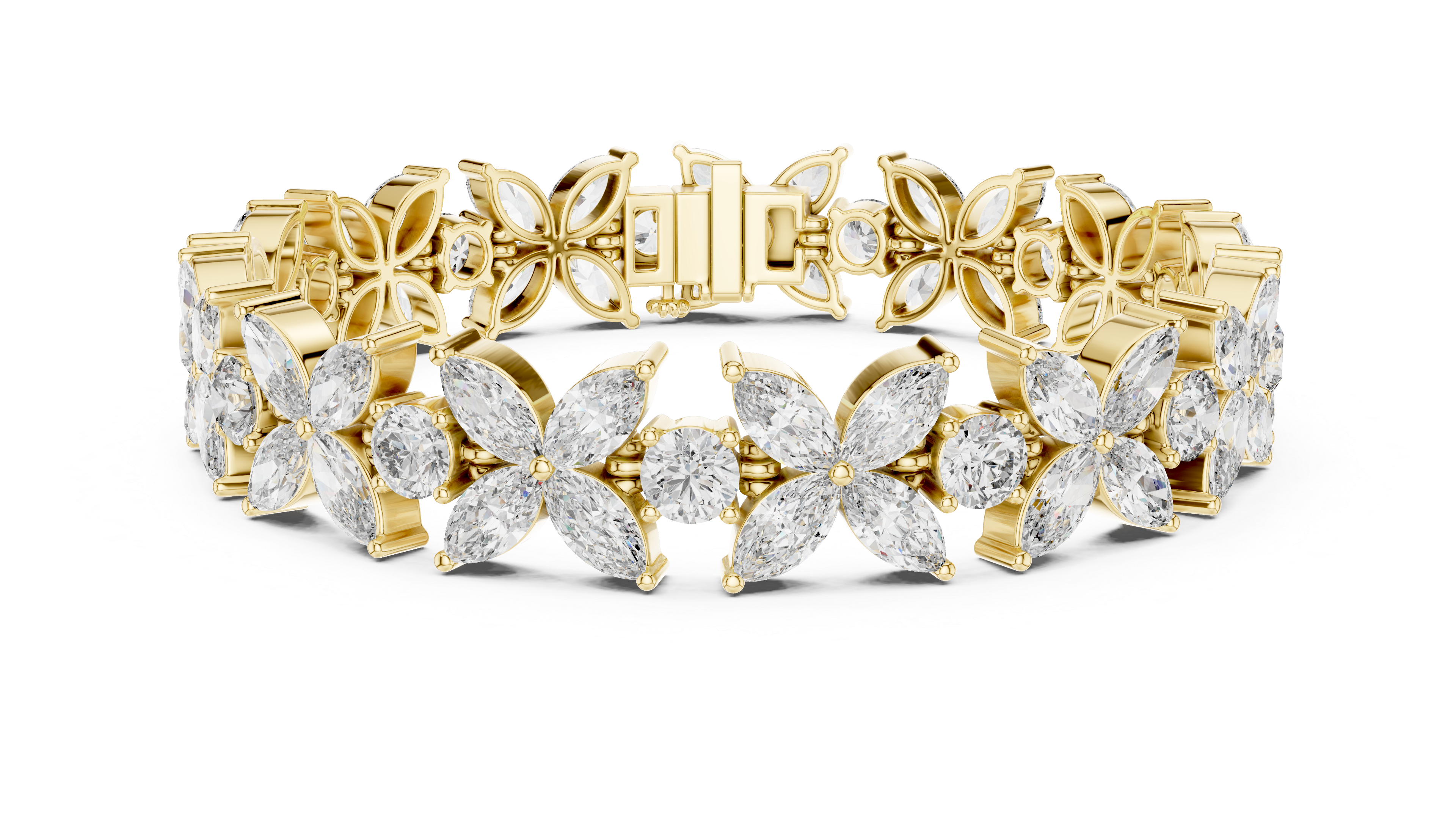Floral Lab-Grown Diamond Bracelet in 14K/18K Gold – Kiashaa Jewellery