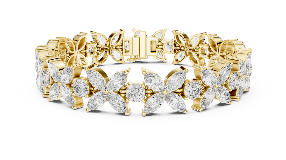 Floral Lab-Grown Diamond Bracelet in 14K/18K Gold – Kiashaa Jewellery