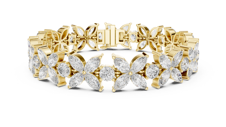 Floral Lab-Grown Diamond Bracelet in 14K/18K Gold – Kiashaa Jewellery