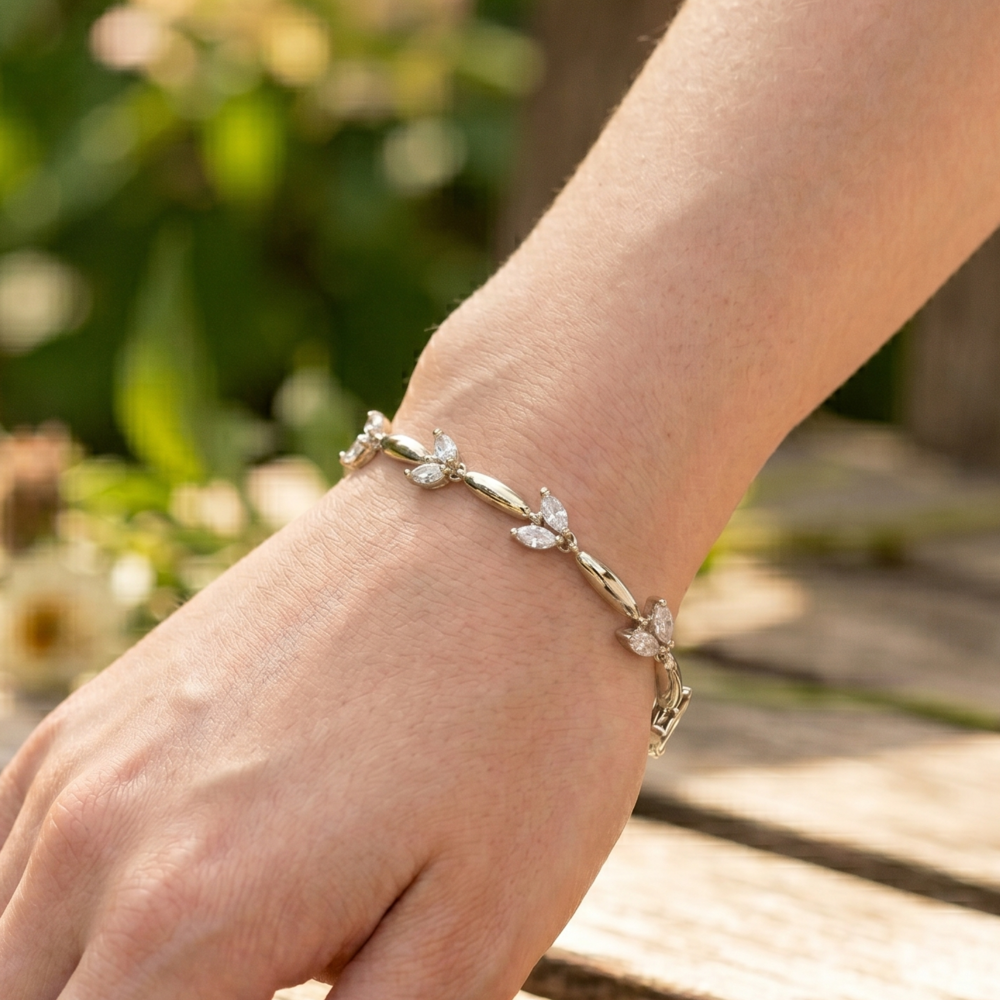 1.12 CTW Marquise Lab-Grown Diamond Leaf Bracelet