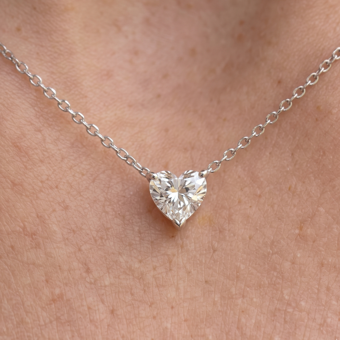 Kiashaa Jewellery 1.67 CT heart diamond solitaire necklace in polished yellow gold.