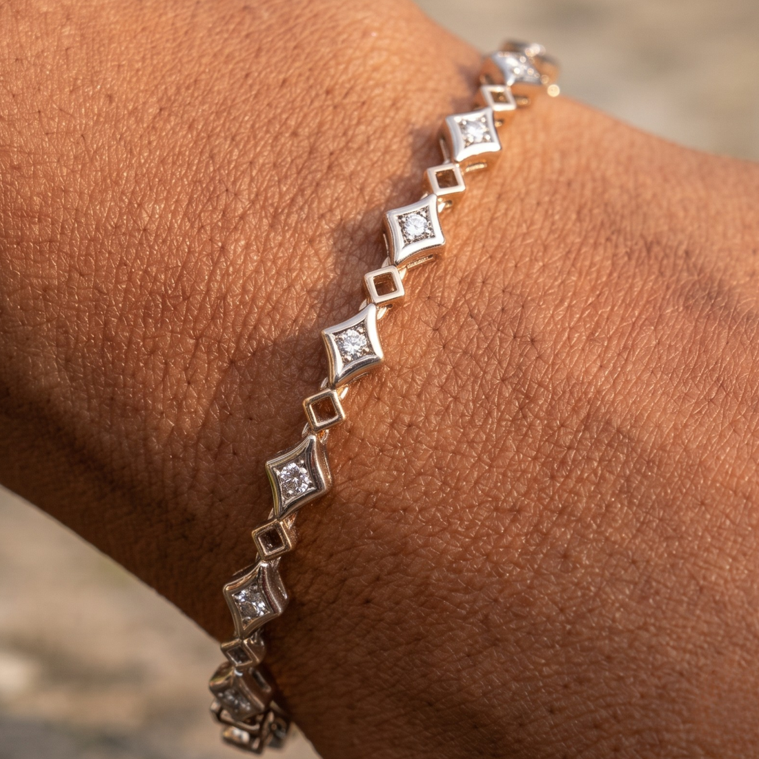 2.40 CTW Princess-Cut Lab-Grown Diamond Geometric Bracelet in 14K & 18K Gold