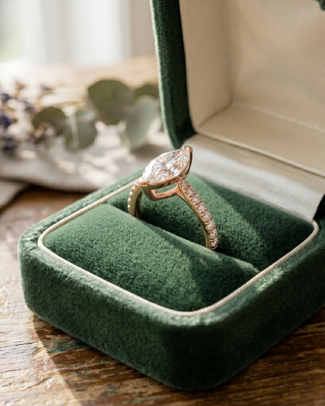 Fine jewellery marquise diamond ring for engagement