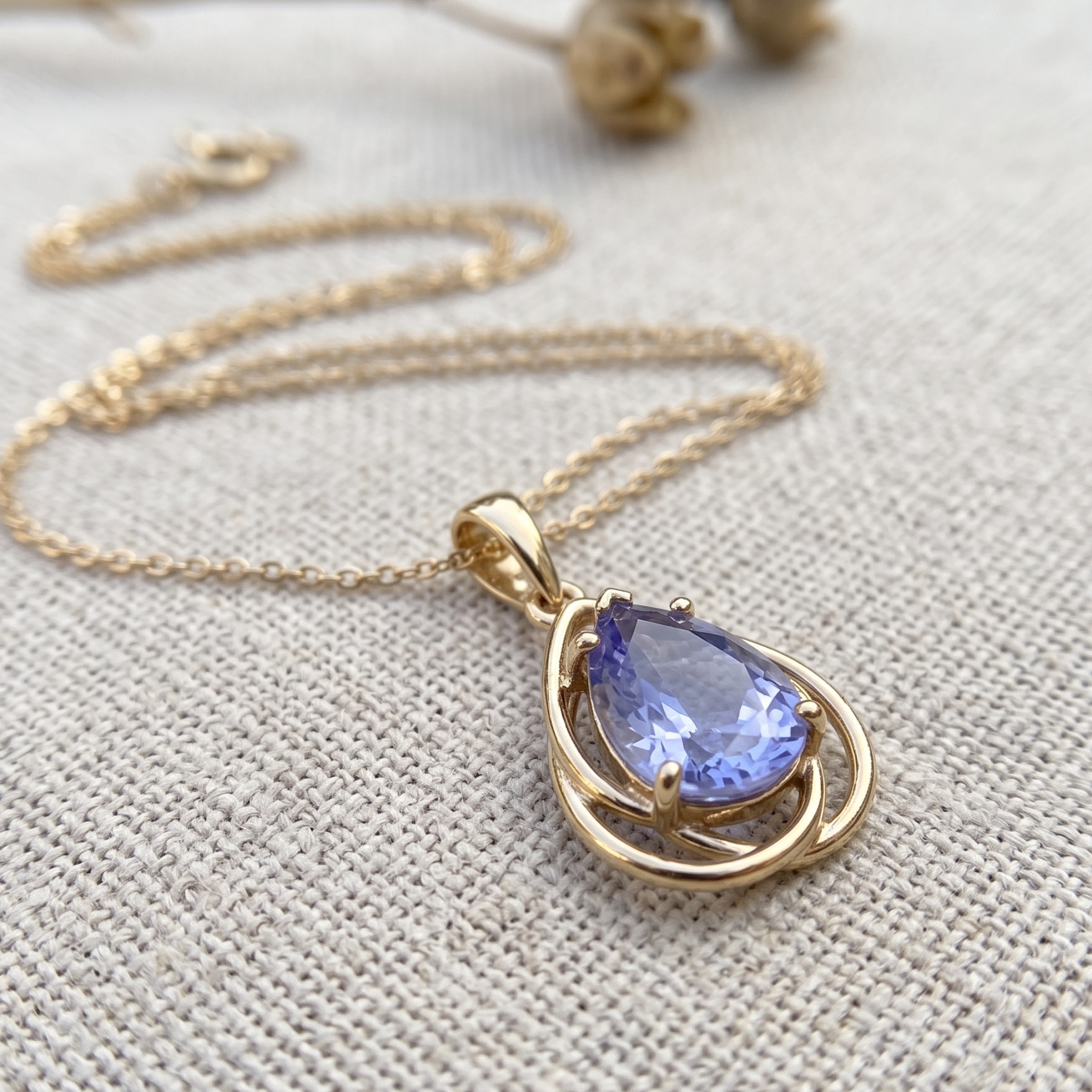 Aqua Teardrop 0.78 CT pear pendant necklace by Kiashaa Jewellery featuring a 7 × 5 mm light blue pear center stone.