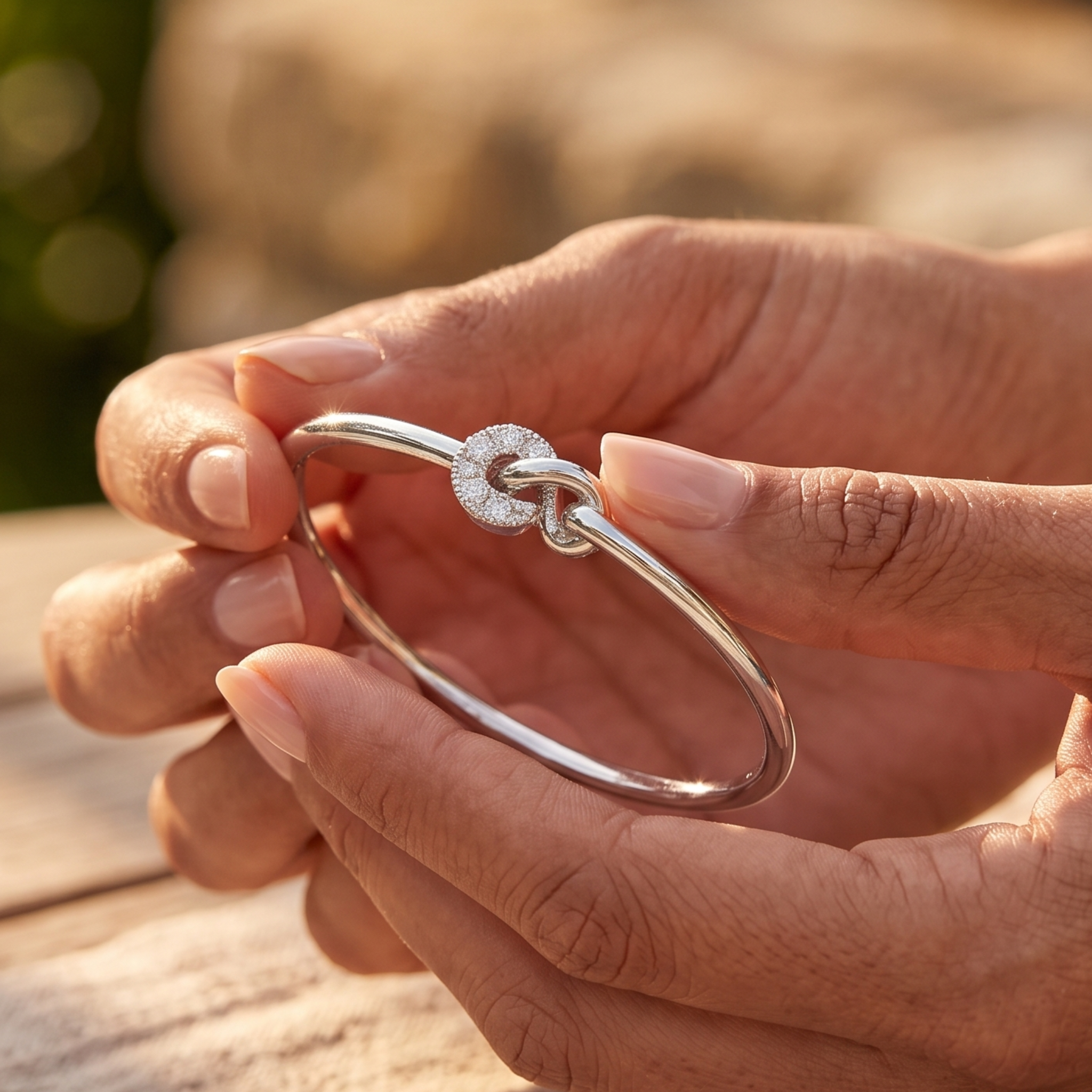 0.07 CTW Round Lab-Grown Diamond Interlocking Bangle Bracelet