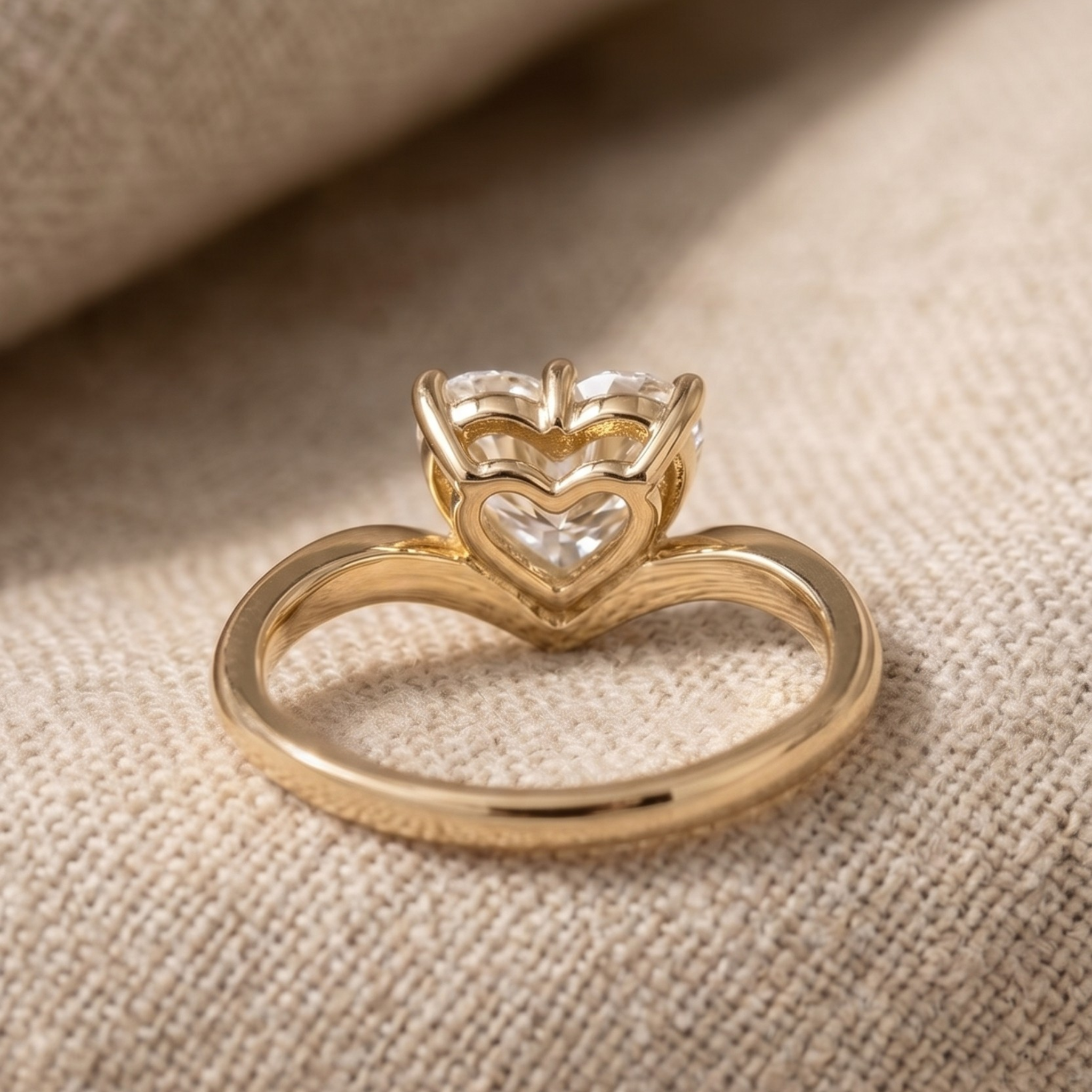 Heart-cut diamond engagement ring with three-prong setting