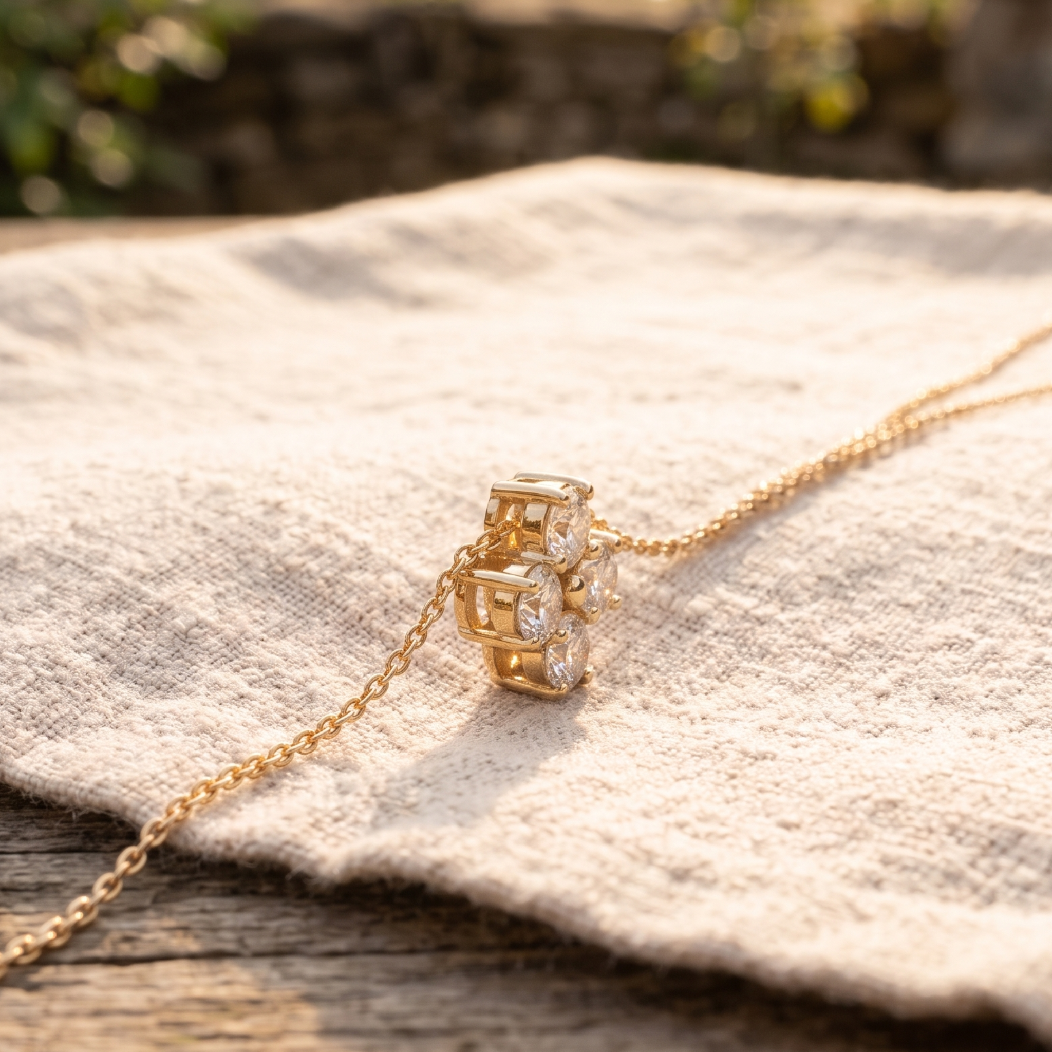 Kiashaa Jewellery 0.14 CTW round diamond flower necklace in polished yellow gold.