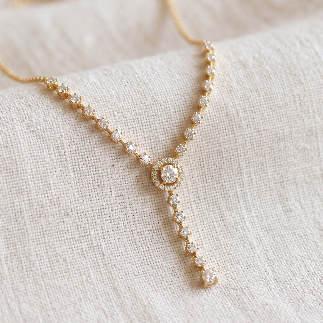 Celeste Drop 2.55 CTW Diamond Y Necklace in 9K, 14K & 18K Gold
