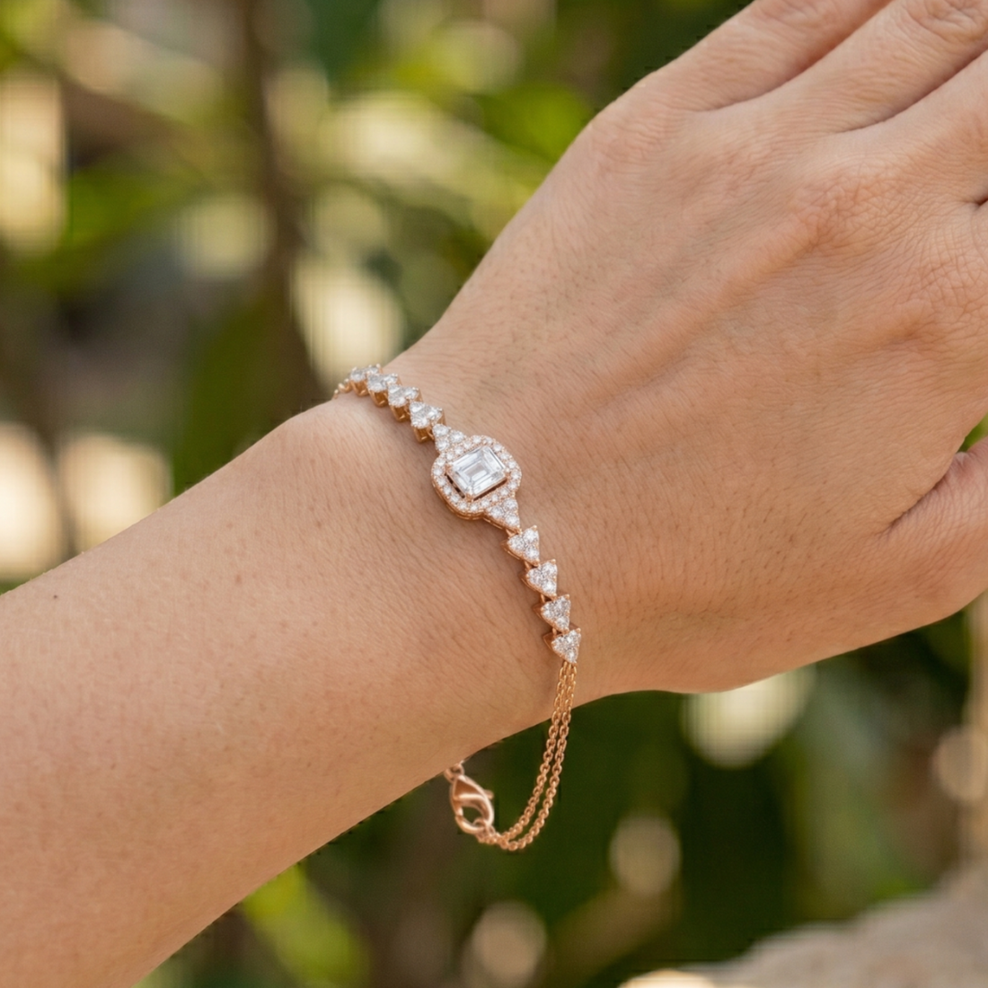 Amour Royale 1.50 CT Asscher Halo Diamond Bracelet