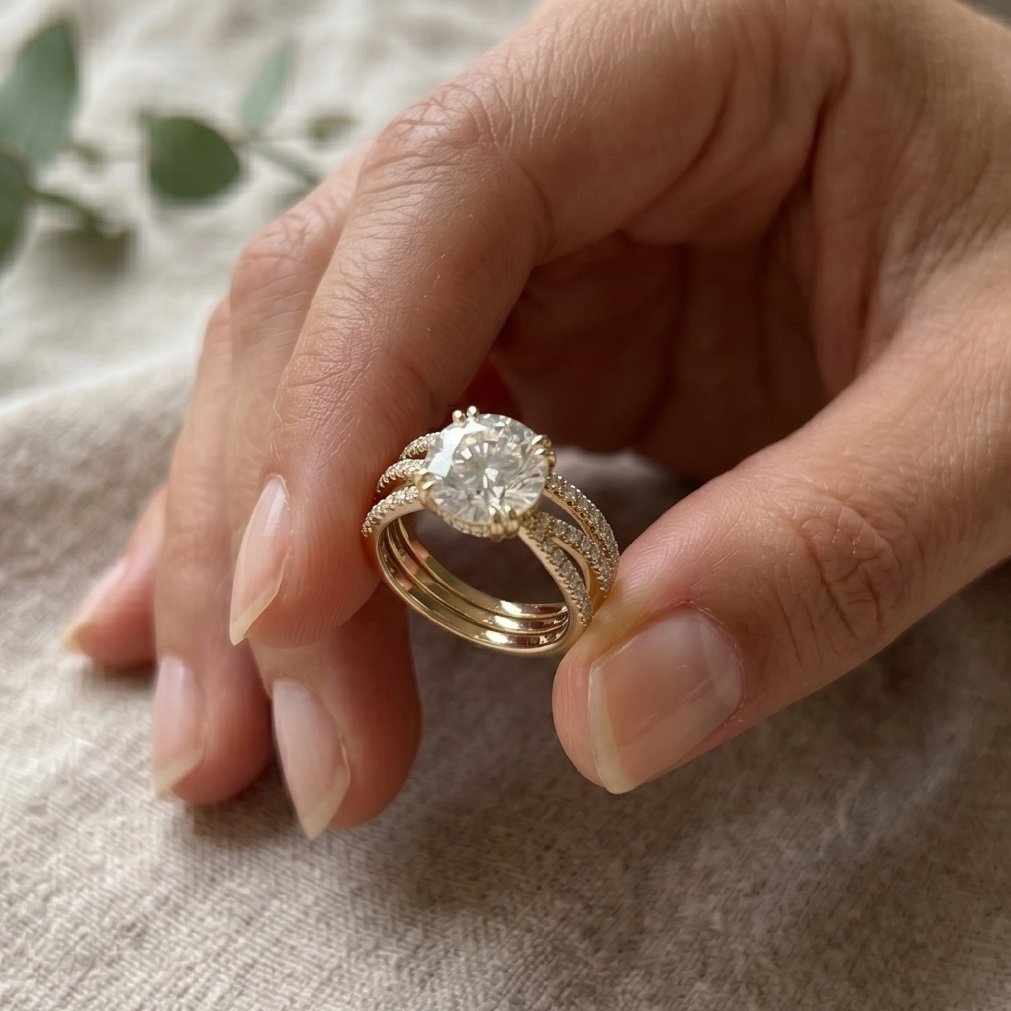 Luminous Trinity Split Shank Diamond Ring in 14K & 18K Gold