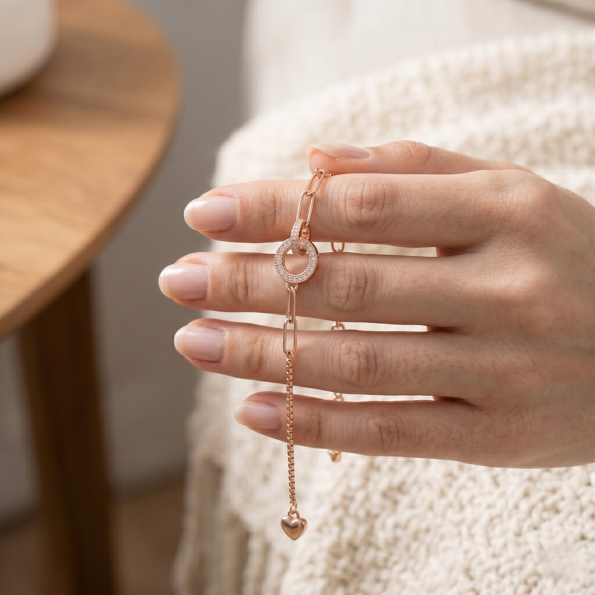 Modern gold chain bracelet featuring pavé lab-grown diamonds and interlocking links.
