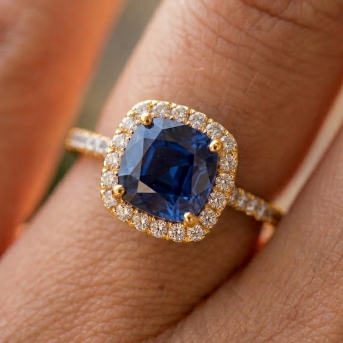 Royal Azure 1.86 CTW Blue Sapphire & Diamond Halo Ring in 14K & 18K Gold