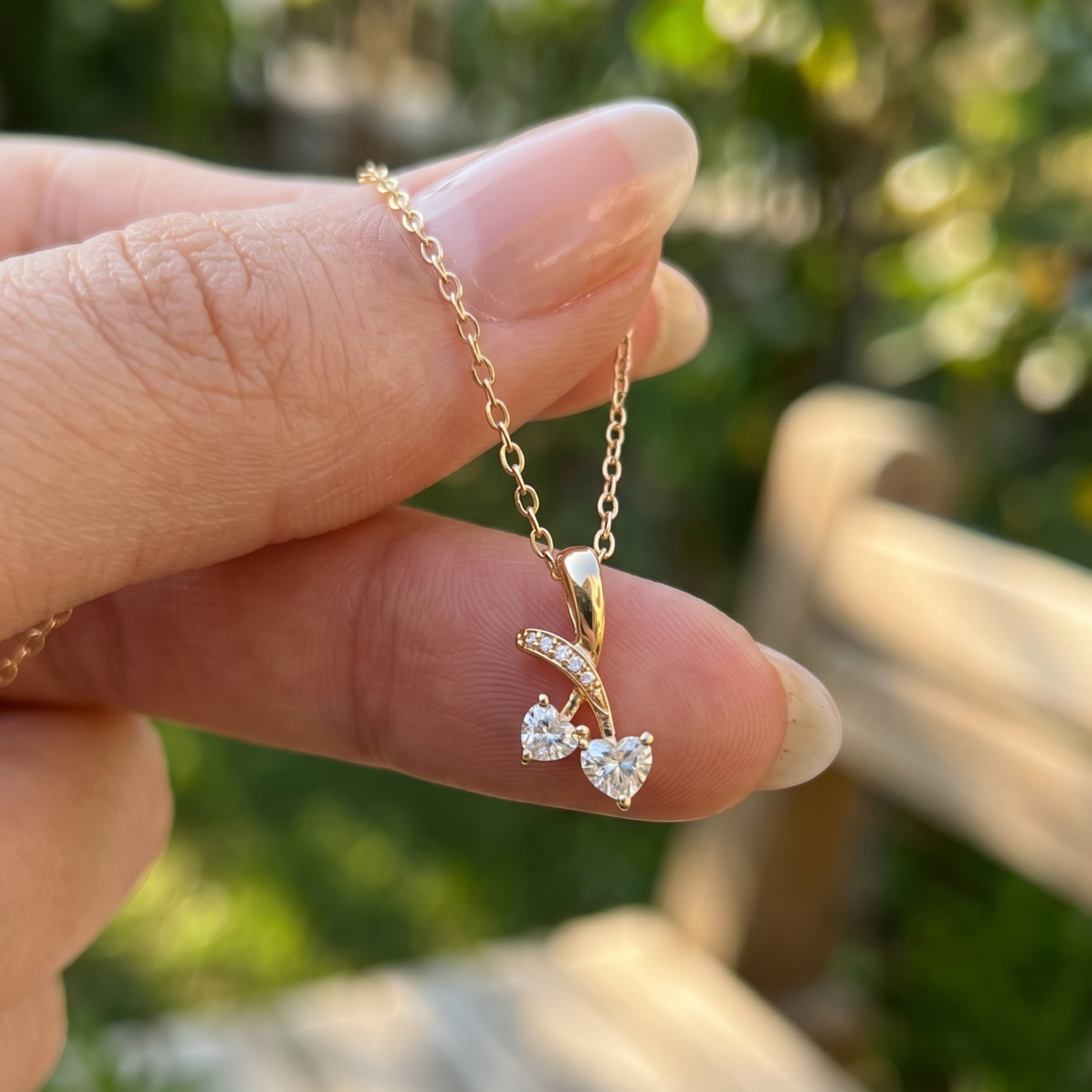 Twin Amour 0.26 CTW Heart Diamond Pendant Necklace in 9K, 14K & 18K Gold