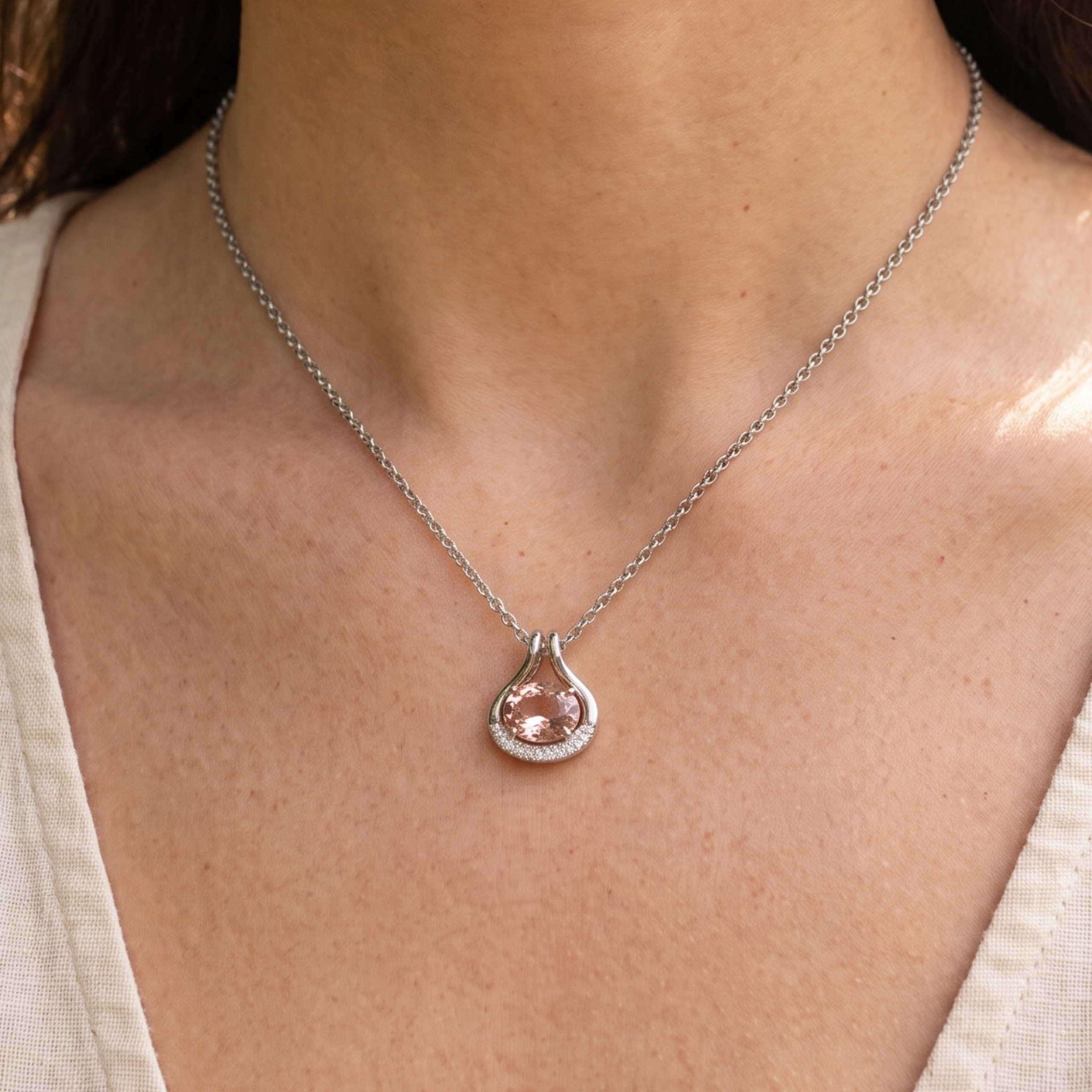 Blush Aura 2.26 CTW Pink Sapphire & Diamond Pendant Necklace