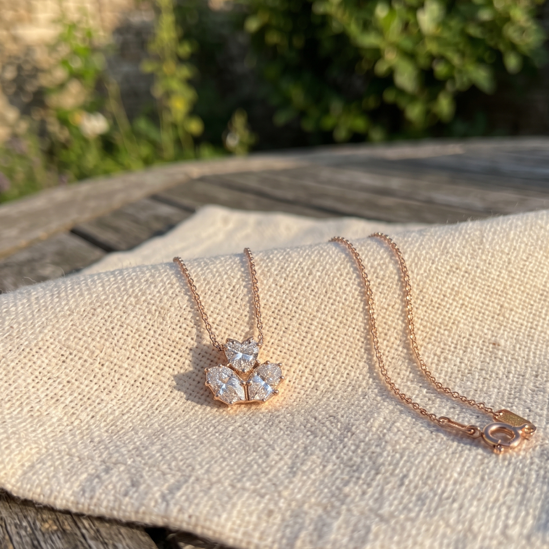 Trinity Bloom 1.92 CTW Heart, Oval & Marquise Diamond Necklace in 9K, 14K & 18K Gold