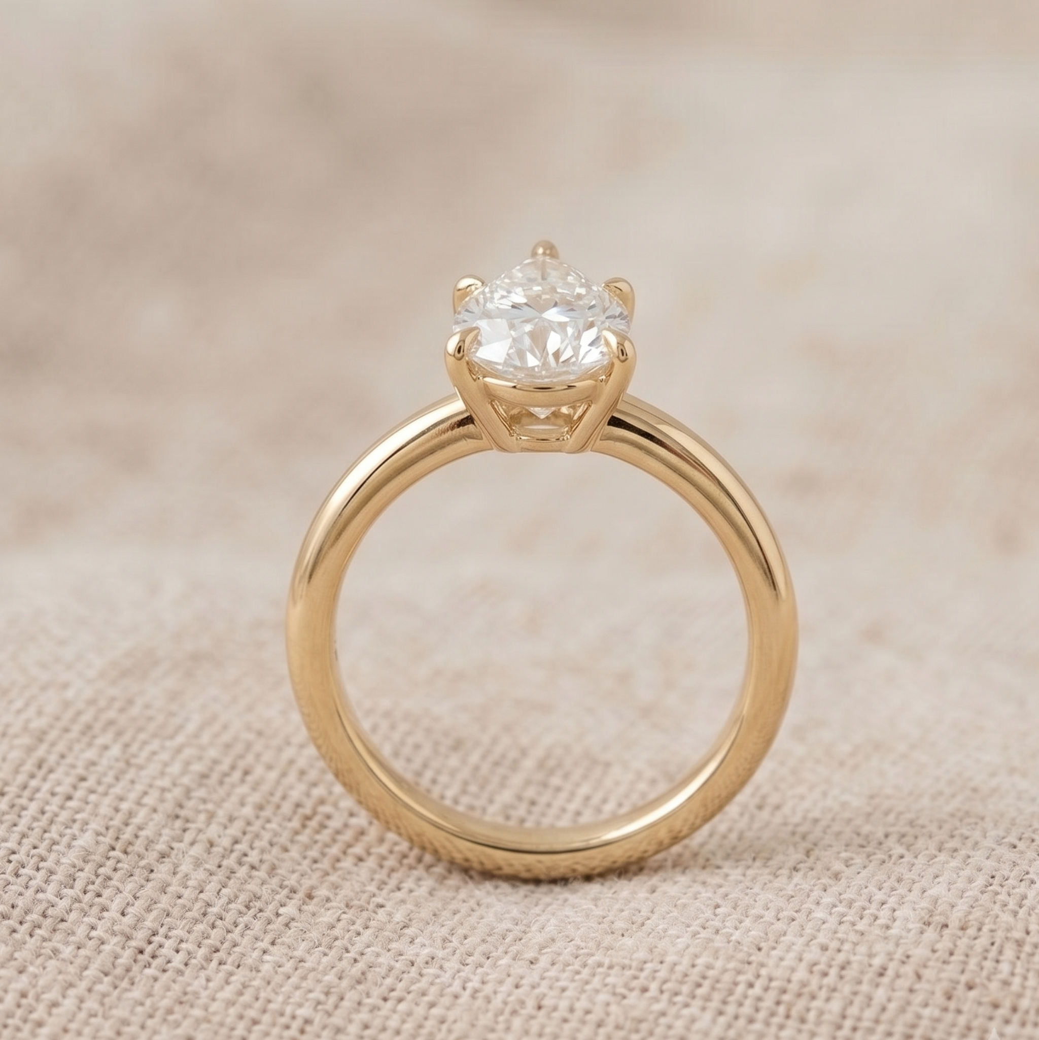 Minimalist pear-shaped diamond solitaire ring for women