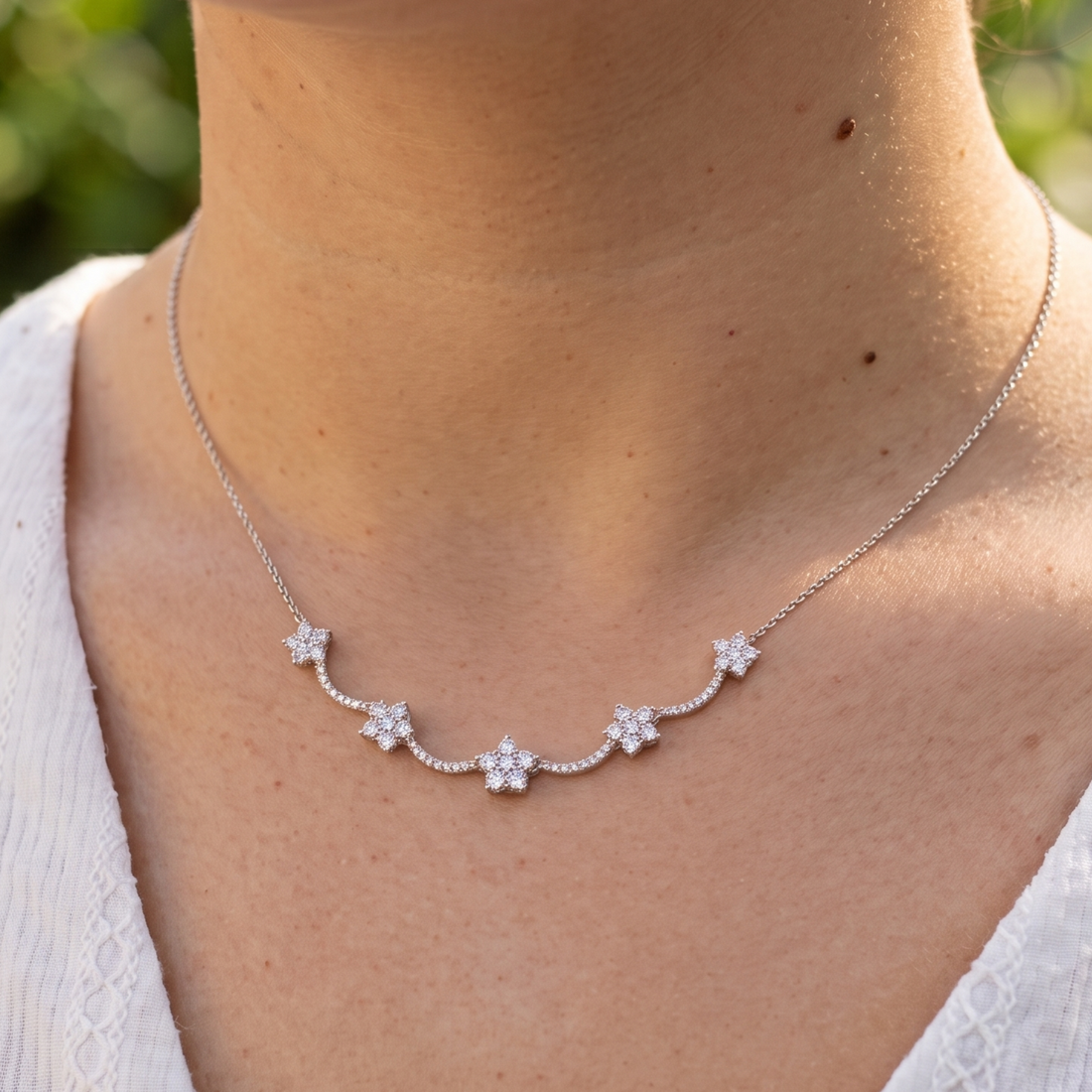 Bloom Grace 1.42 CTW Diamond Flower Necklace in 9K, 14K & 18K Gold