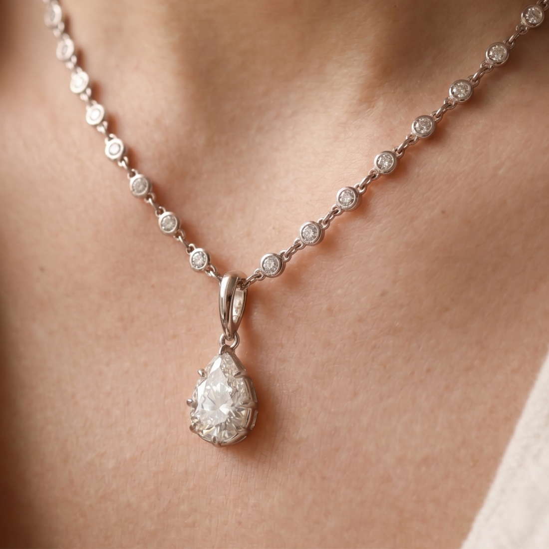 Lumière Pear 3.50 CT Diamond Drop Pendant Necklace