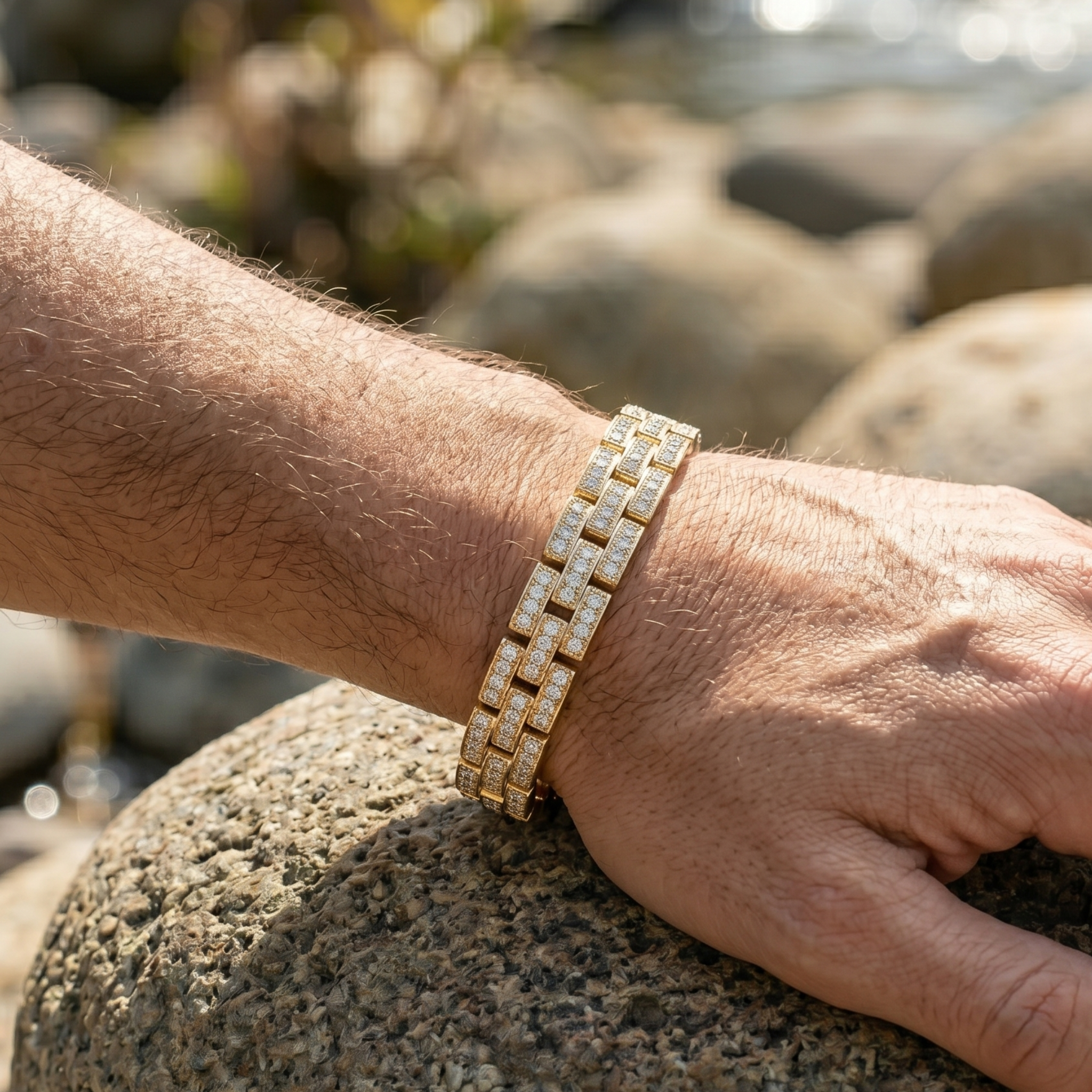 5.51 CTW Round Diamond Wide-Link Men’s Bracelet