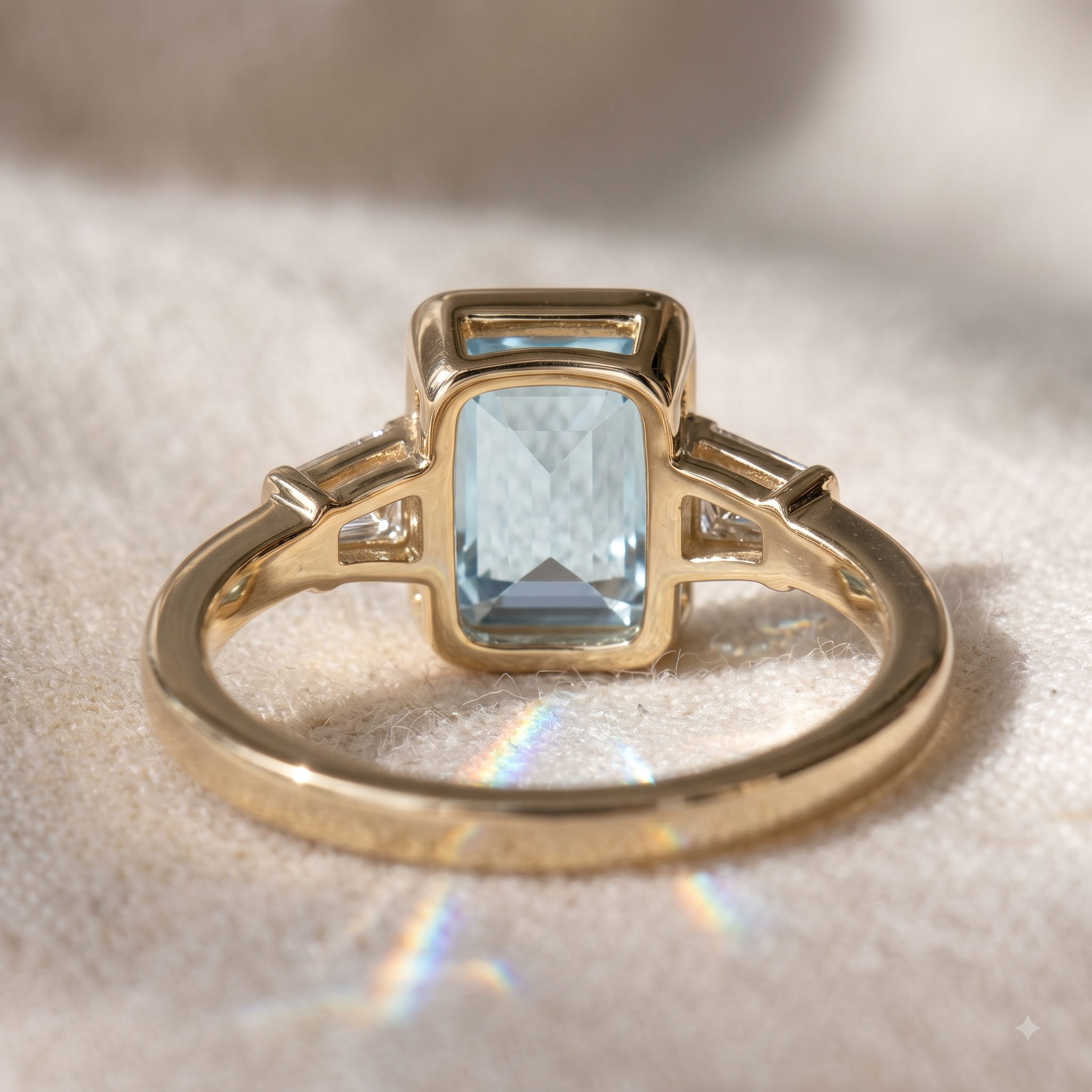 Made-to-order geometric three-stone engagement ring for women