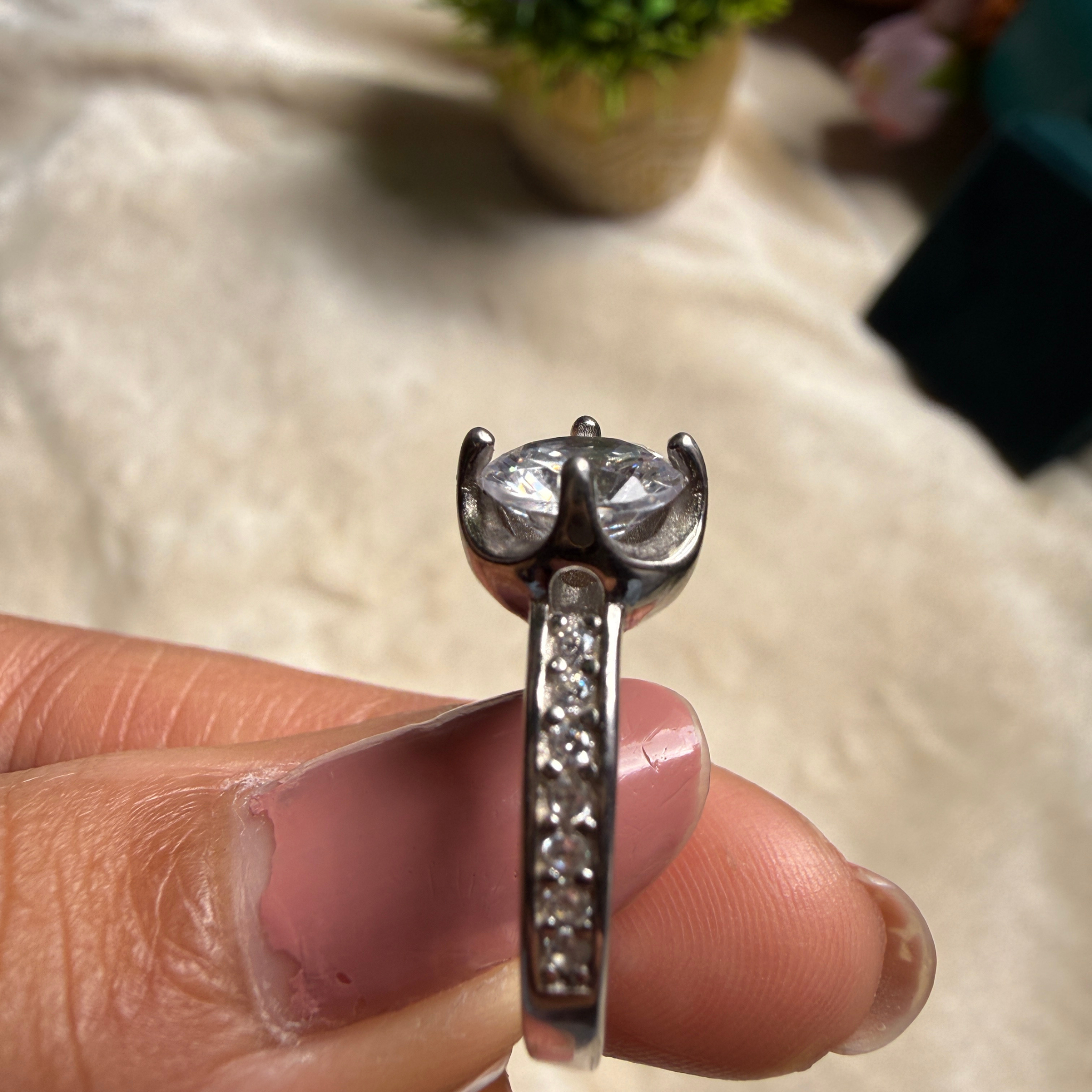 Round lab-grown diamond solitaire ring in white gold by Kiashaa Jewellery.