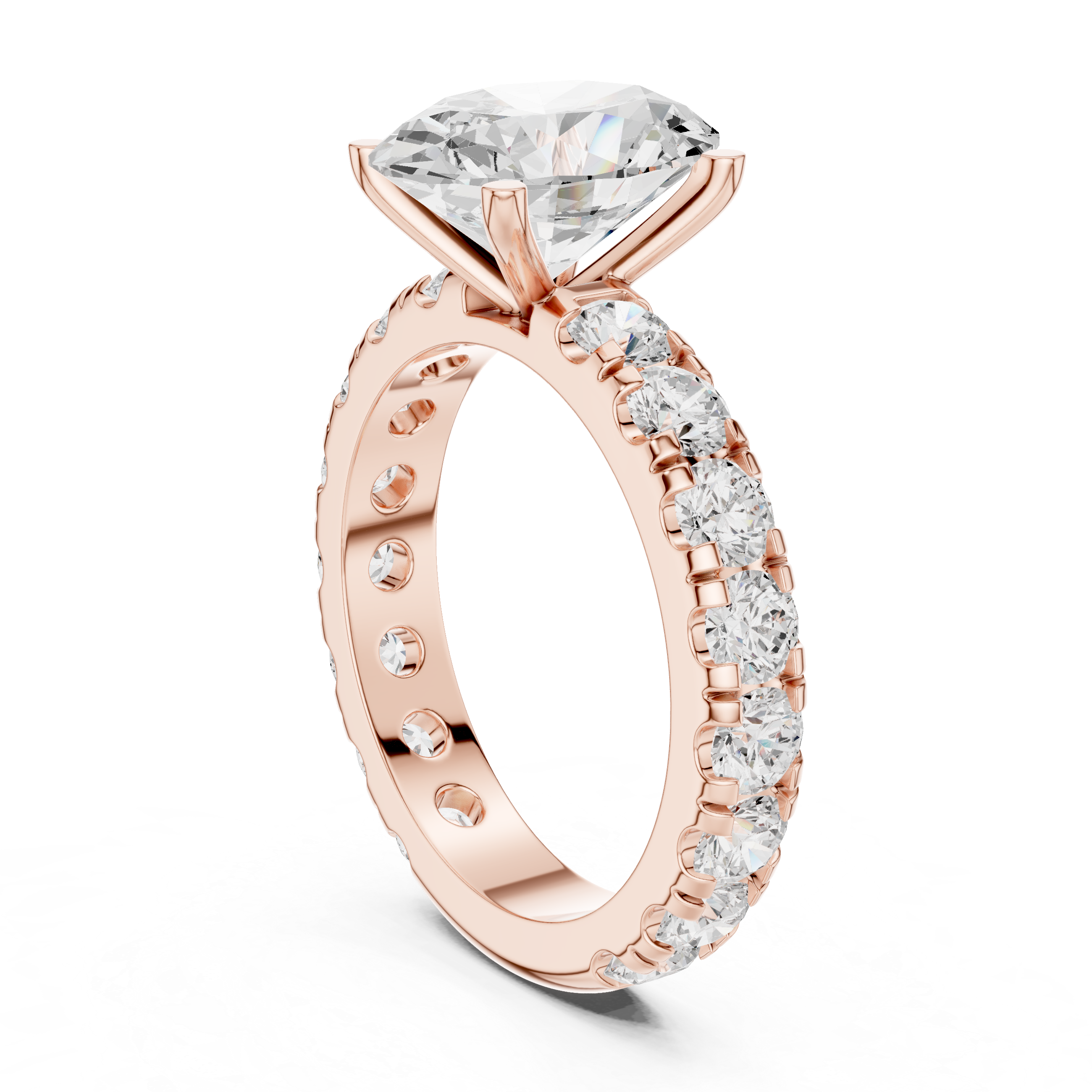 Solitaire Engagement Ring with Full Eternity Band | 14K & 18K Rose Gold | Kiashaa Jewellery