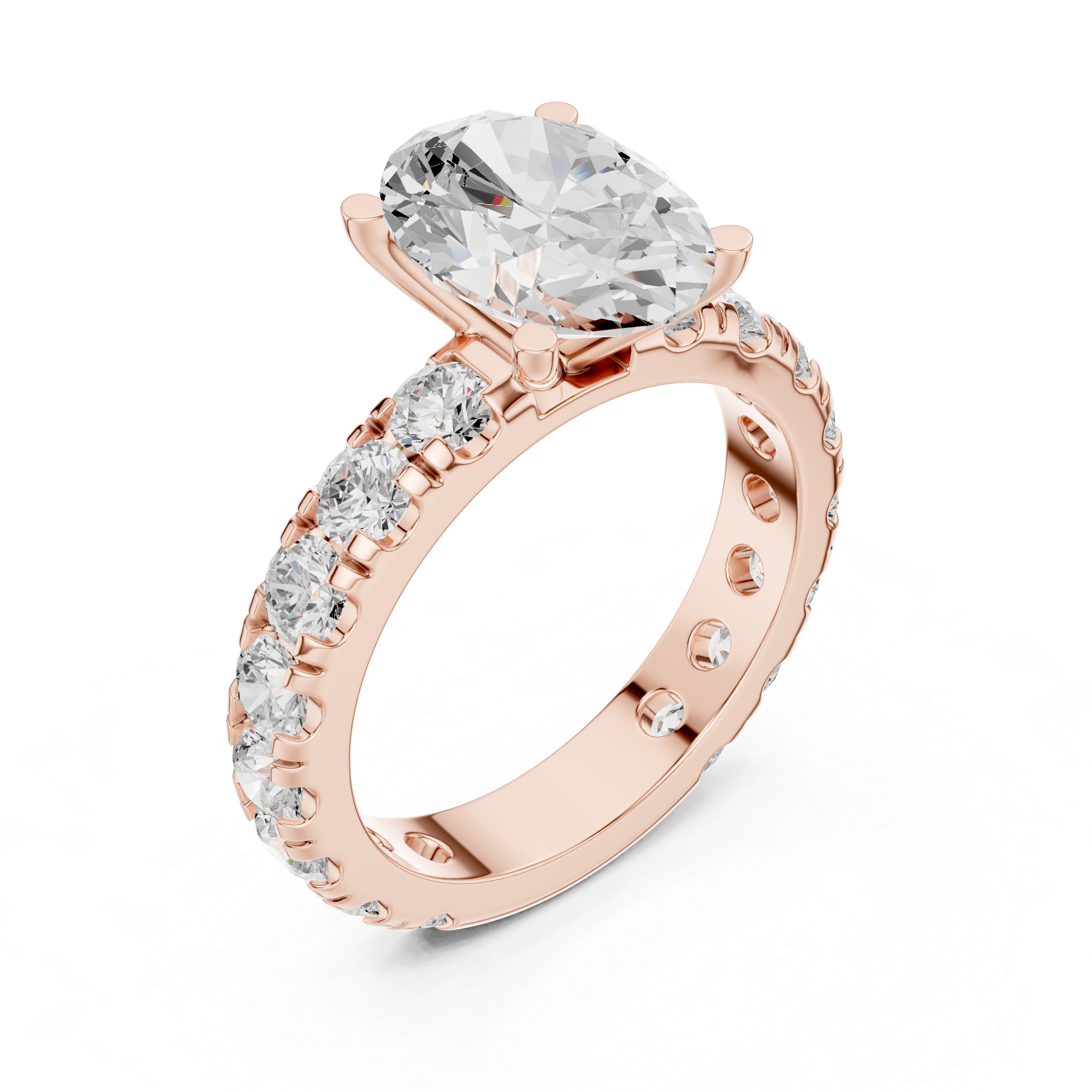 Solitaire Engagement Ring with Full Eternity Band | 14K & 18K Rose Gold | Kiashaa Jewellery