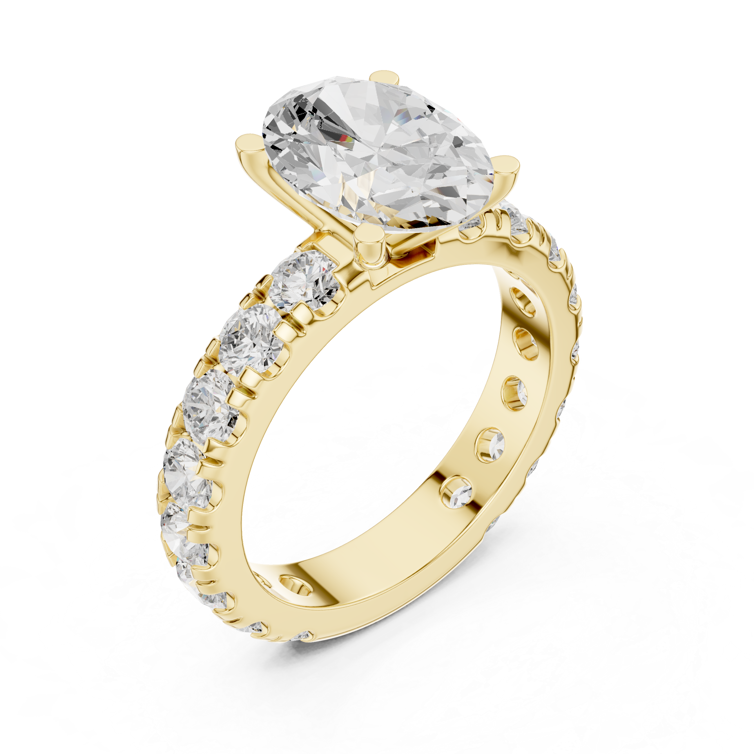 Solitaire Engagement Ring with Full Eternity Band | 14K & 18K Rose Gold | Kiashaa Jewellery
