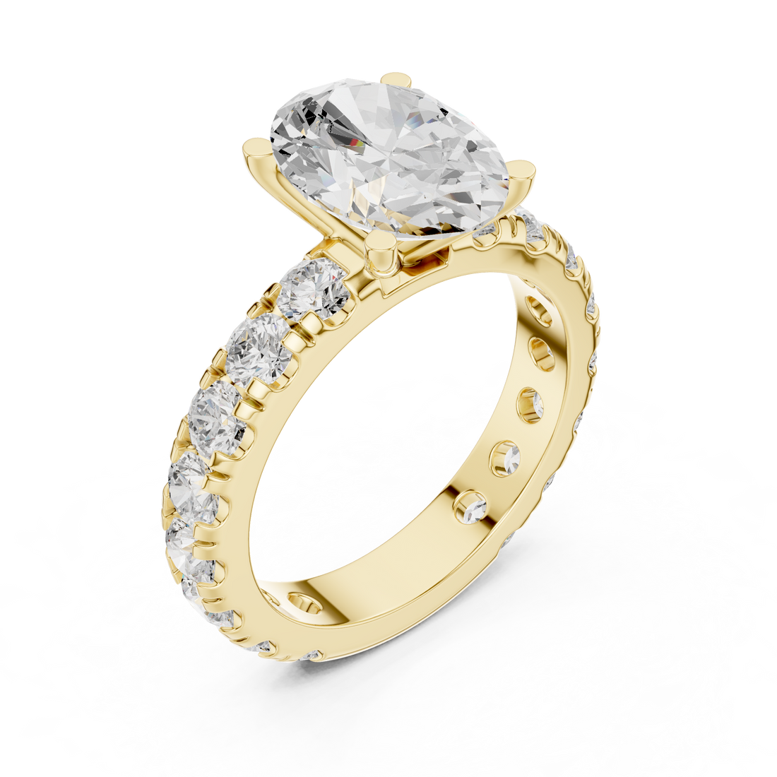 Solitaire Engagement Ring with Full Eternity Band | 14K & 18K Rose Gold | Kiashaa Jewellery